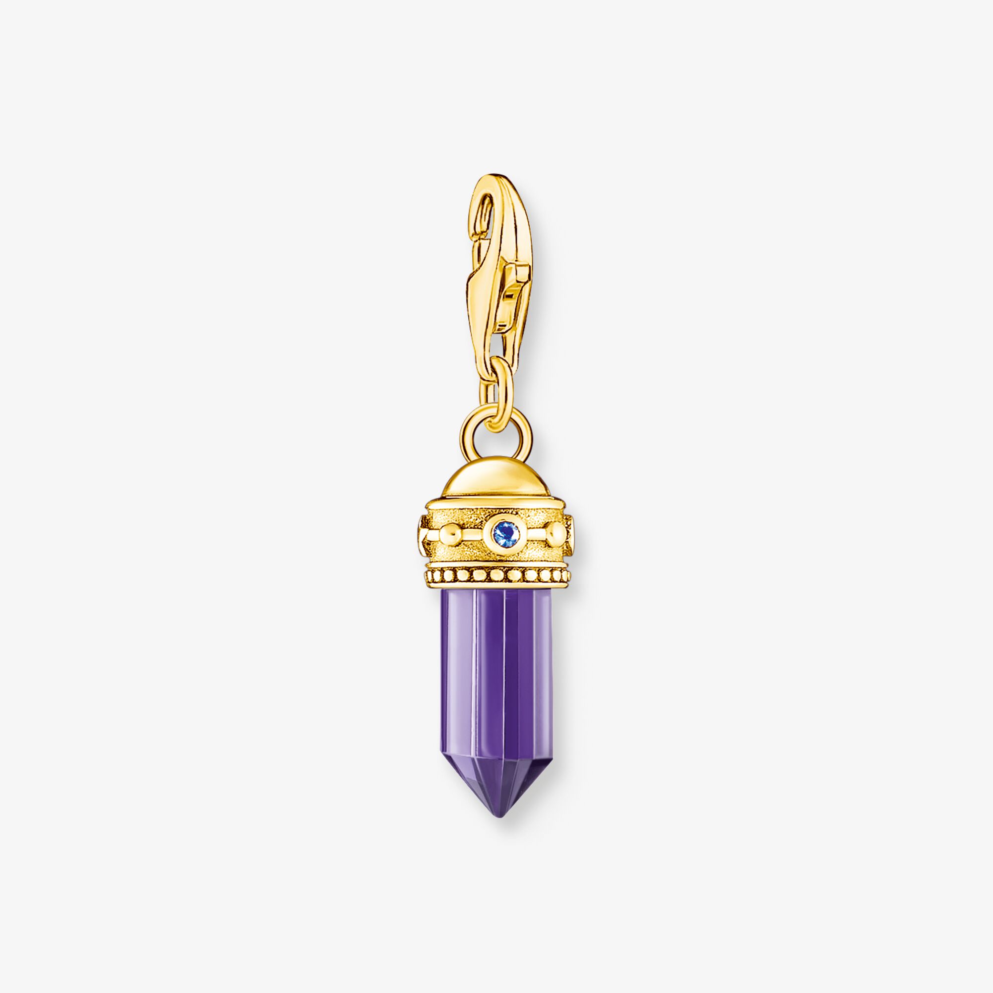 THOMAS SABO Charm-Anhänger Hexagon mit imitiertem Amethyst vergoldet, Sterlingsilber Gelbgold vergoldet, Größe: one size, Damen