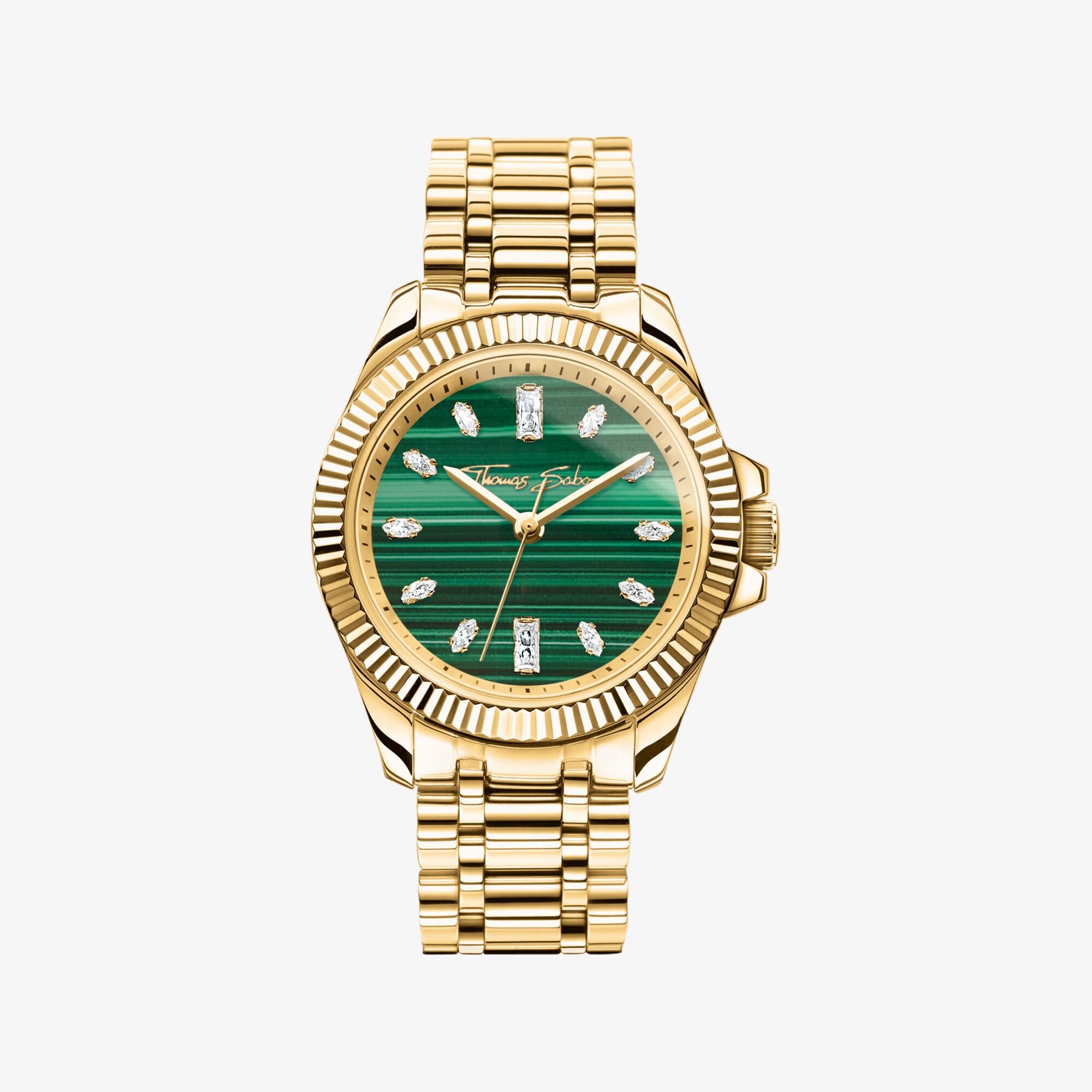 THOMAS SABO Montre pour femme Divine Jewellery Stone avec malachite en or Acier inoxydable, Taille: 33 MM, pour femme