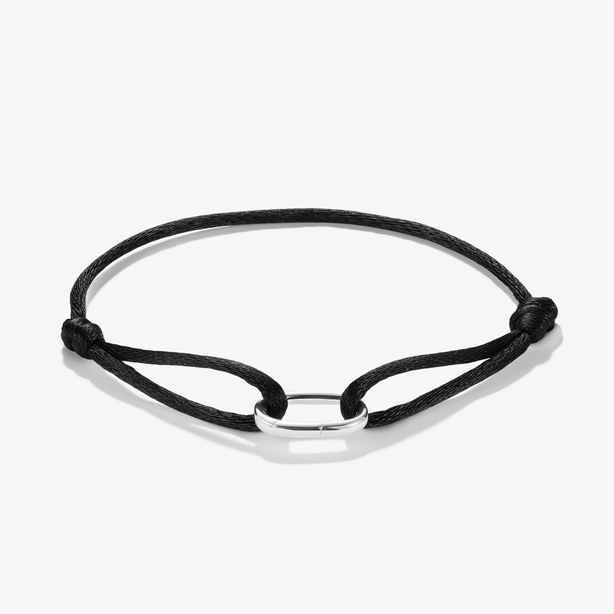 THOMAS SABO Bracelet textile noir Connect Argent, Argent sterling, Taille: 24 cm, femme