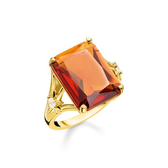 Bague Ancienne En Métal Avec Une Belle Pierre Orange - Bijou Vintage Occasion à Petit Prix