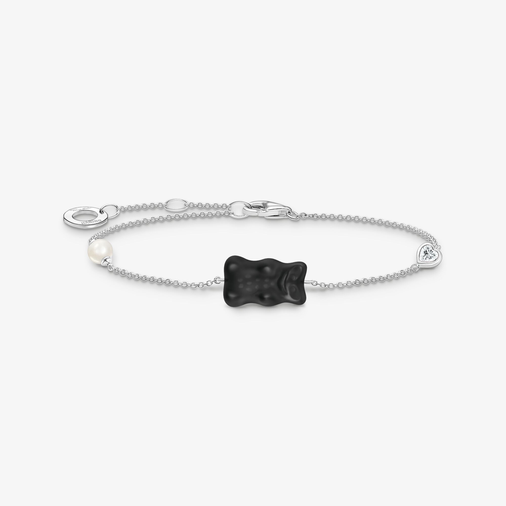 THOMAS SABO Armband mit schwarzem Goldbären, Perle und Stein Silber, Sterlingsilber , Größe: 19 cm, Damen