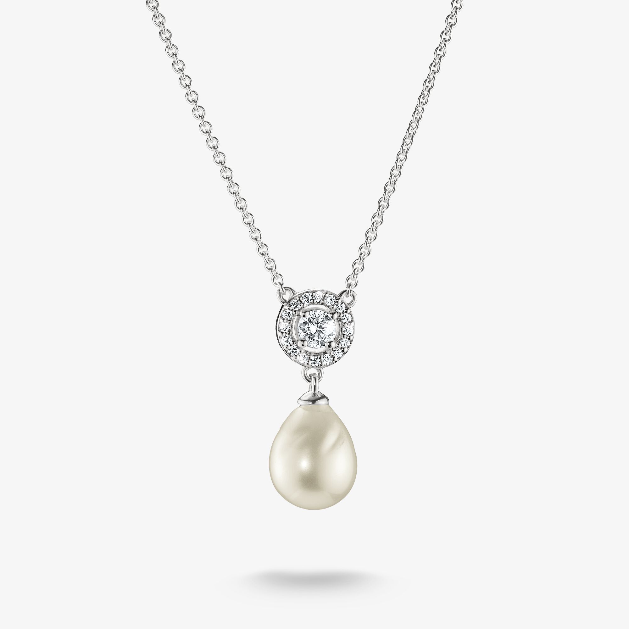 THOMAS SABO Chaîne perle imitée et zirconiums Bold Elegance argent, Argent sterling, Taille: 45 cm, femme