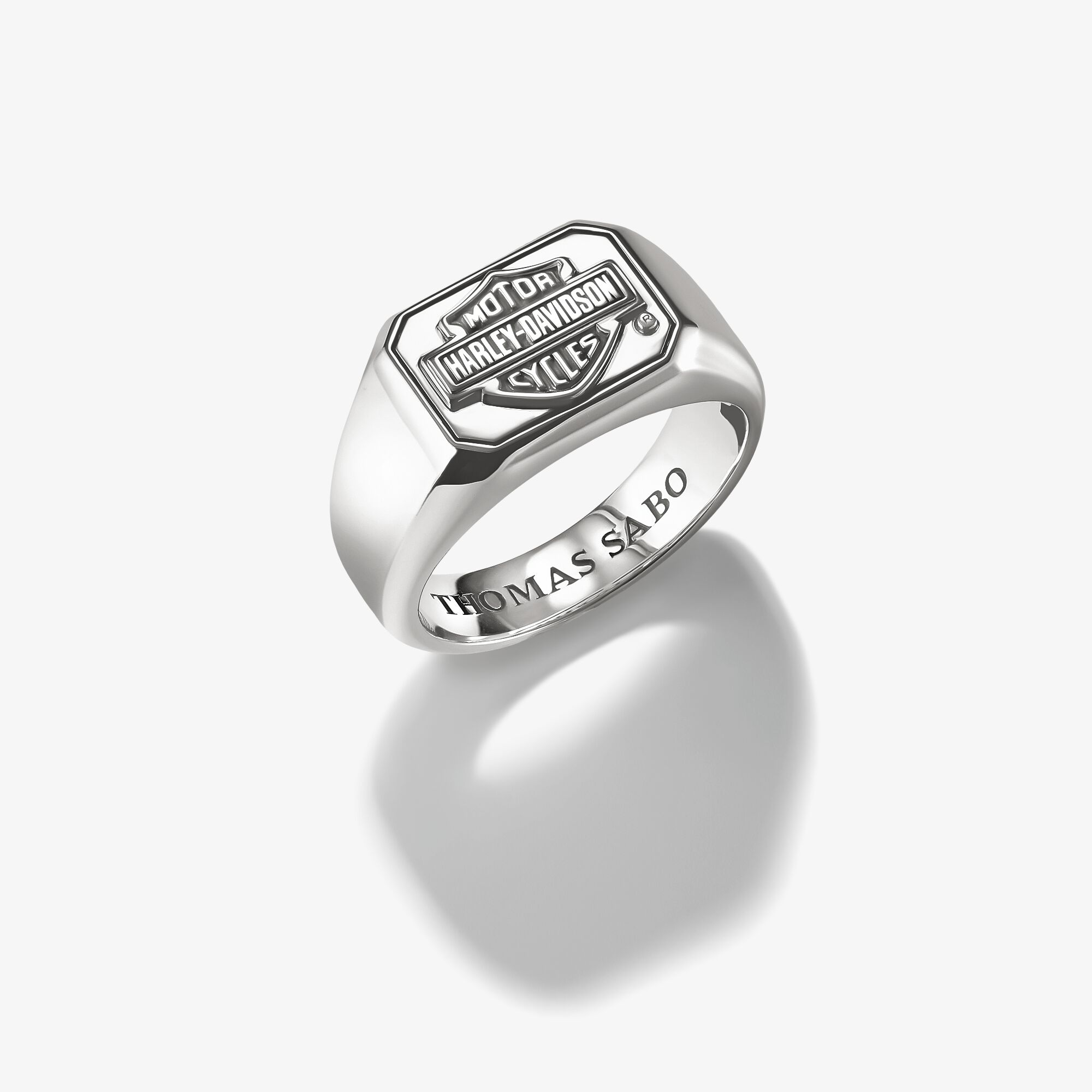 THOMAS SABO Harley-Davidson Bague logo argent, Argent Sterling 925‰, noirci, Taille: 70, homme