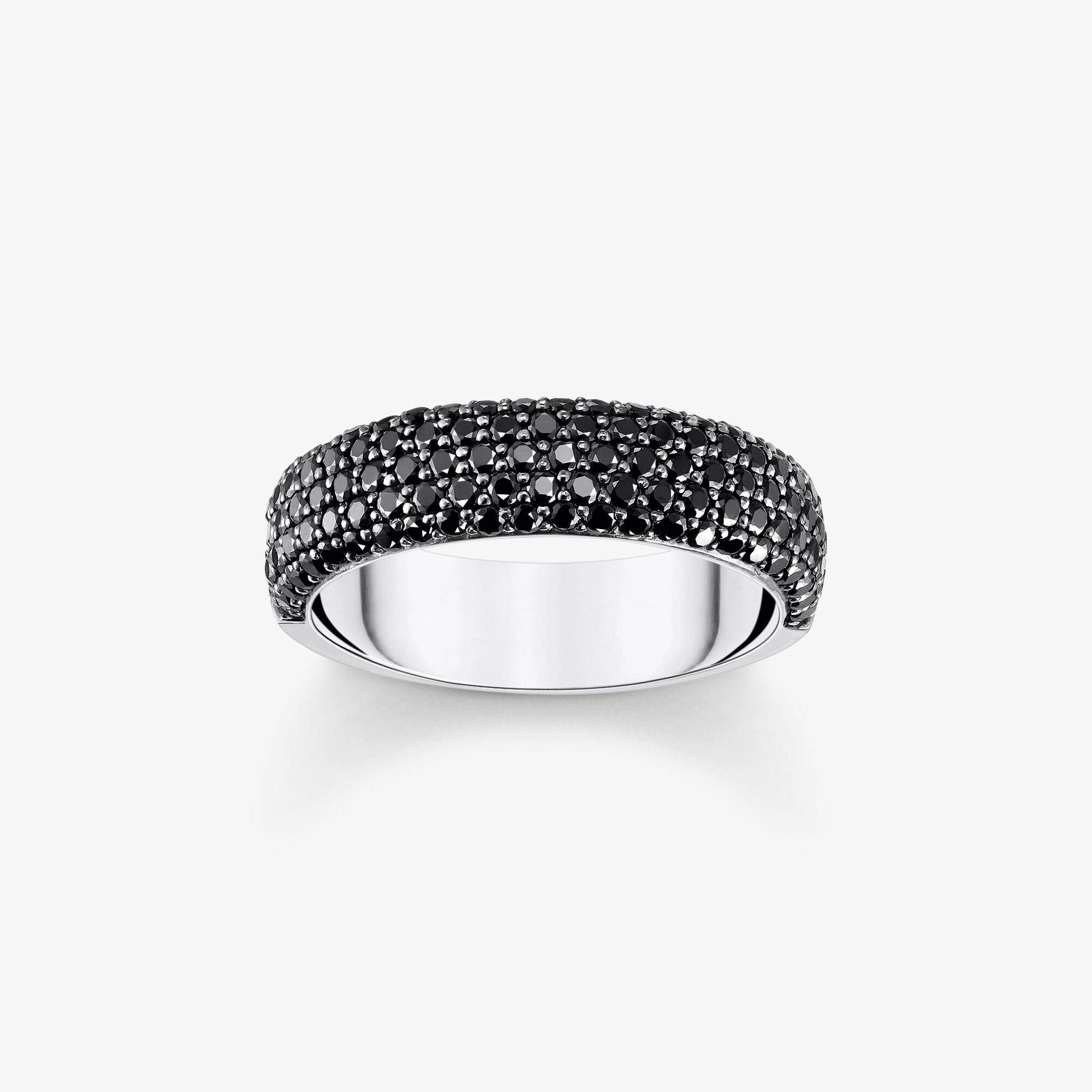 THOMAS SABO Silverbandsring med svart zirkonia och gravyr, 925 sterlingsilver, Storlek: 50, för damer