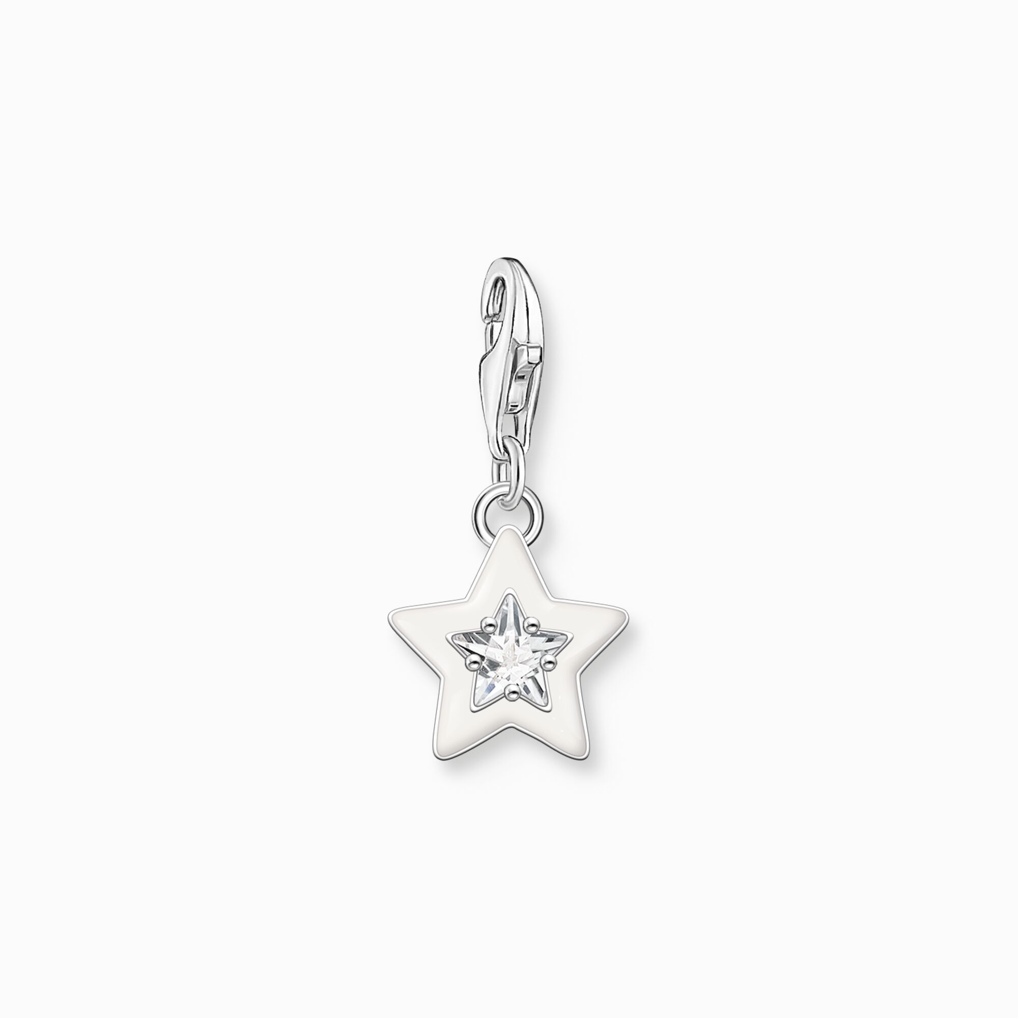 Charm pendant star with white stones and white cold enamel silver from the Charm Club collection in the THOMAS SABO online store