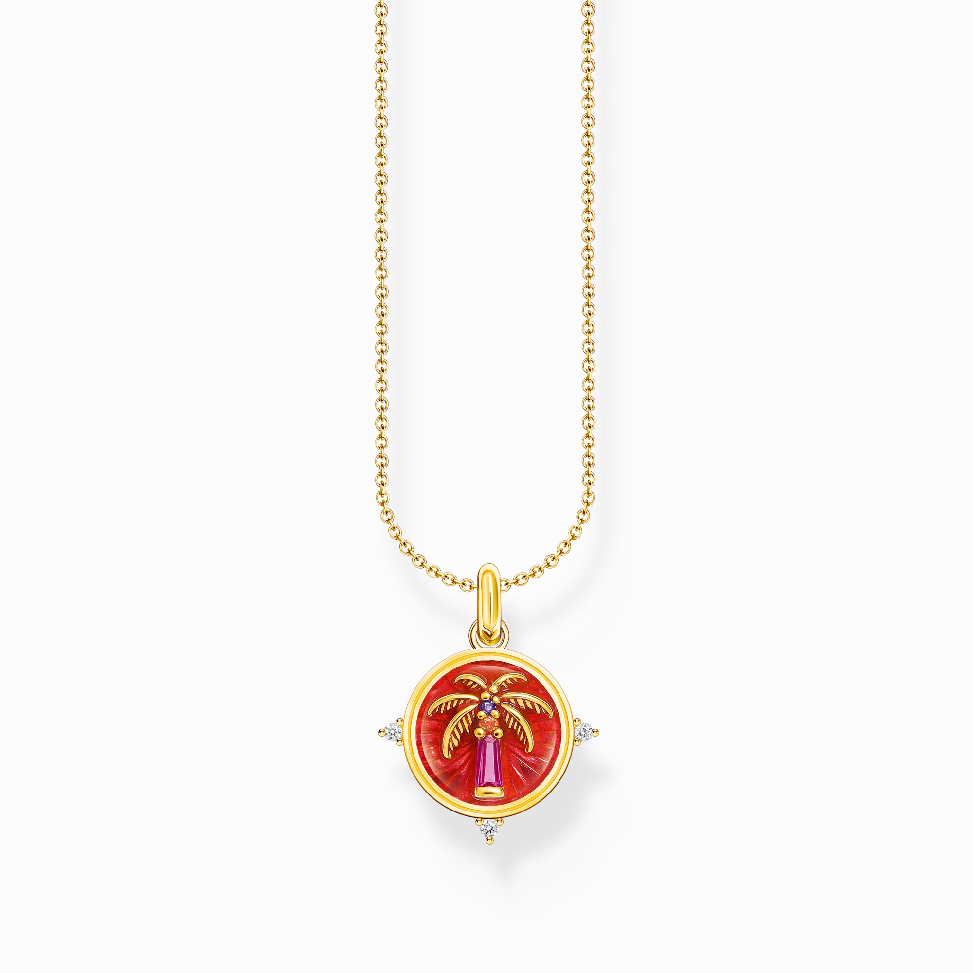 Gold-plated necklace with palm tree pendant and colourful stones from the Charming Collection collection in the THOMAS SABO online store