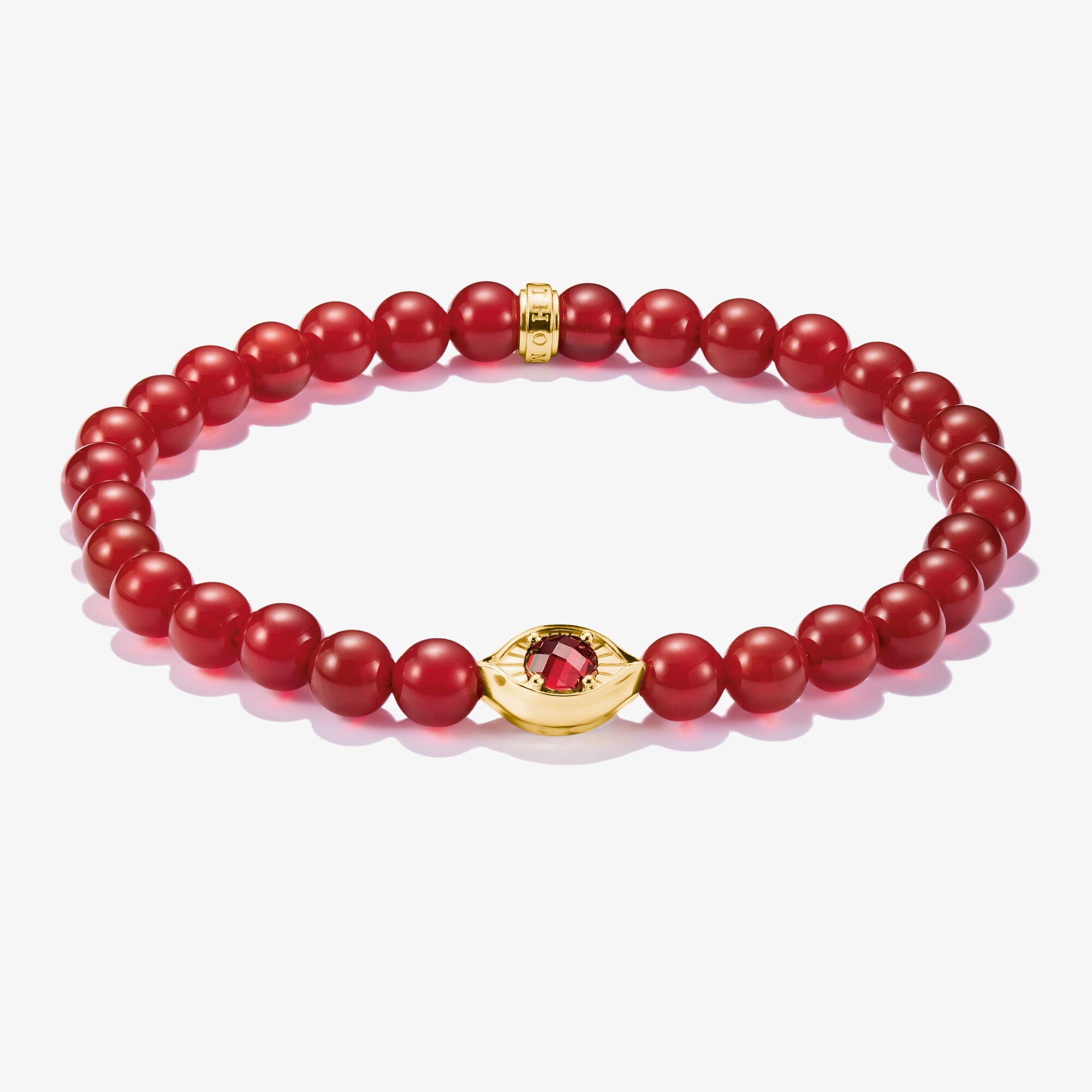 THOMAS SABO Bracelets beads rouge œil Plaqué or 18 carats, Argent sterling doré or jaune, Taille: 19 cm, femme