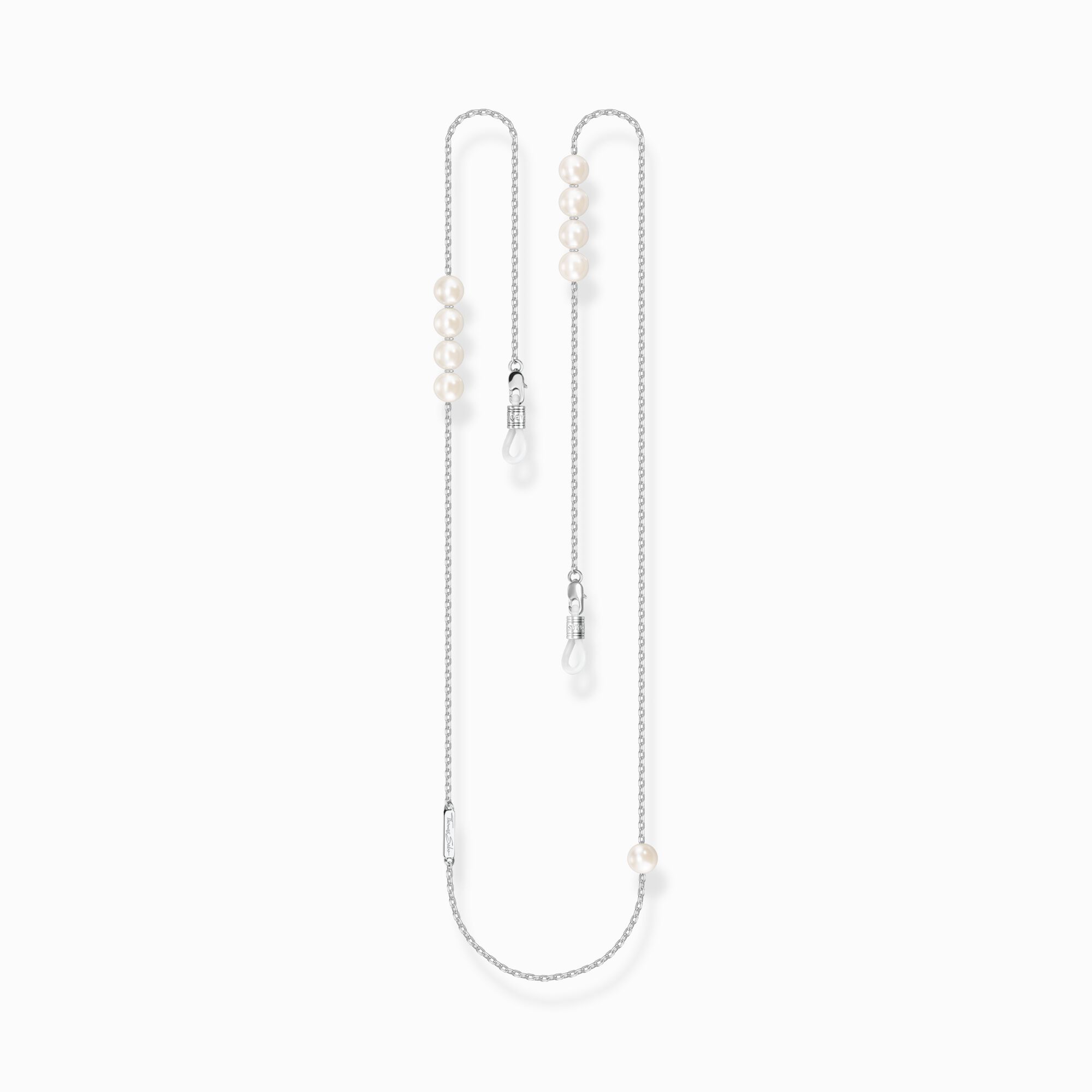 Brillenkette mit wei&szlig;en imitierten Perlen silberfarben aus der  Kollektion im Online Shop von THOMAS SABO