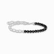 Charm bracelet with black onyx beads and chain links silver from the Charm Club collection in the THOMAS SABO online store