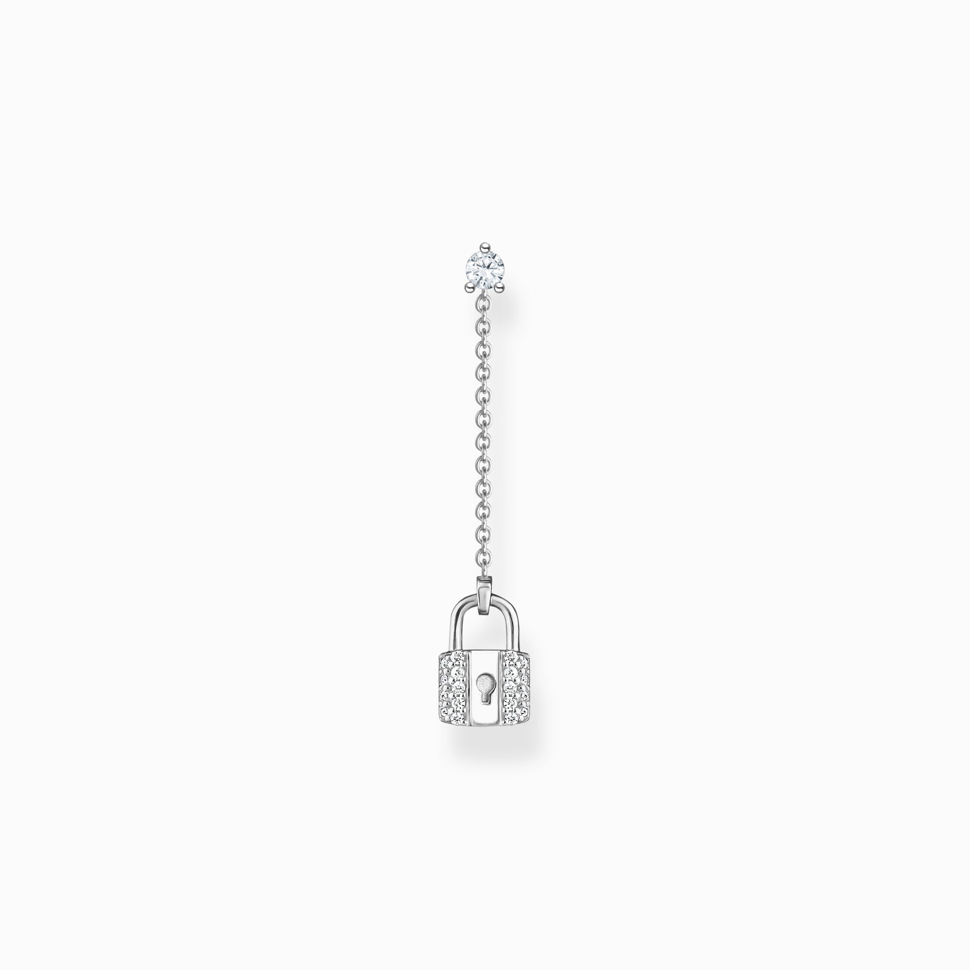 Boucle d&#39;oreille unique cadenas avec pierres blanches argent de la collection Charming Collection dans la boutique en ligne de THOMAS SABO