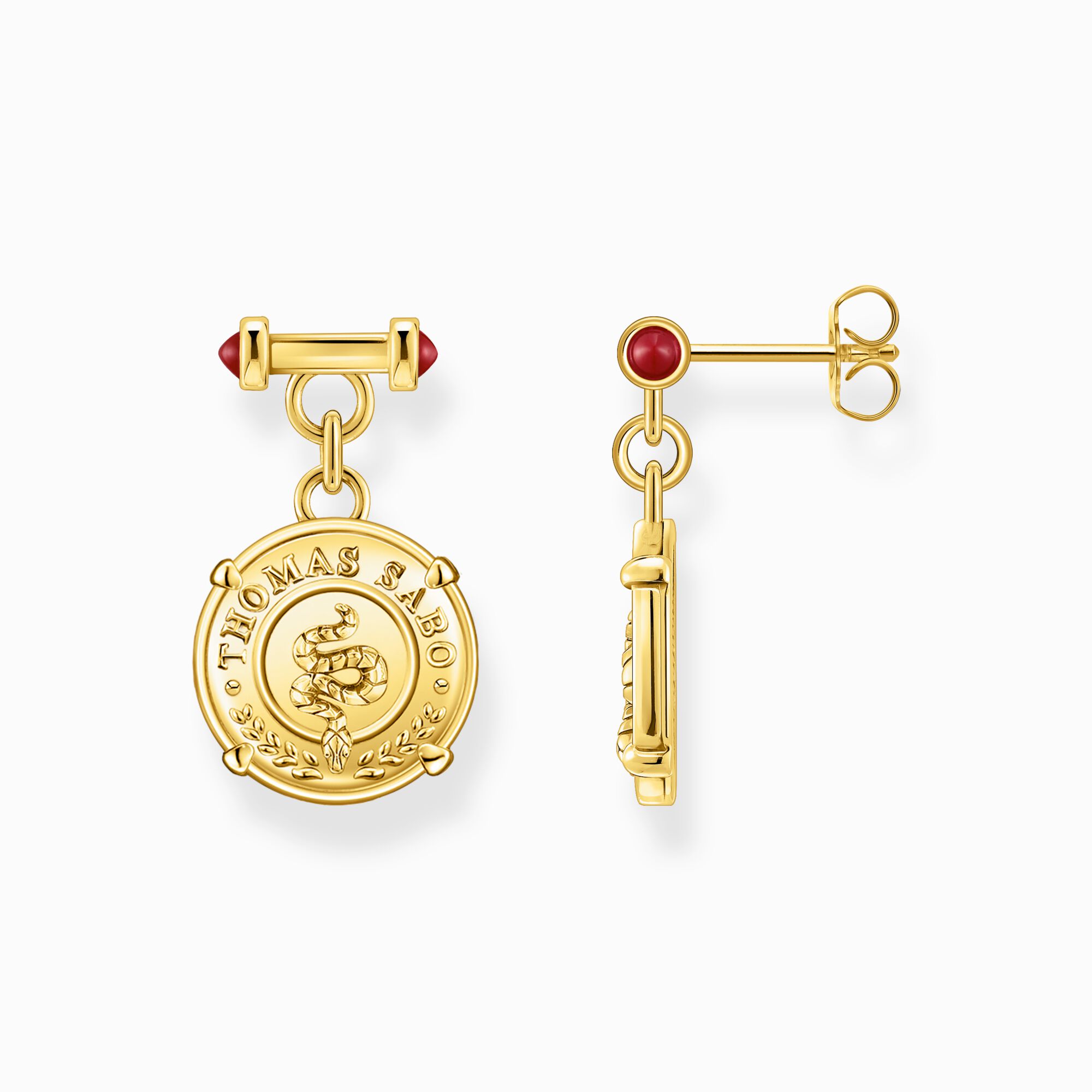 Earrings with disc gold plated from the  collection in the THOMAS SABO online store