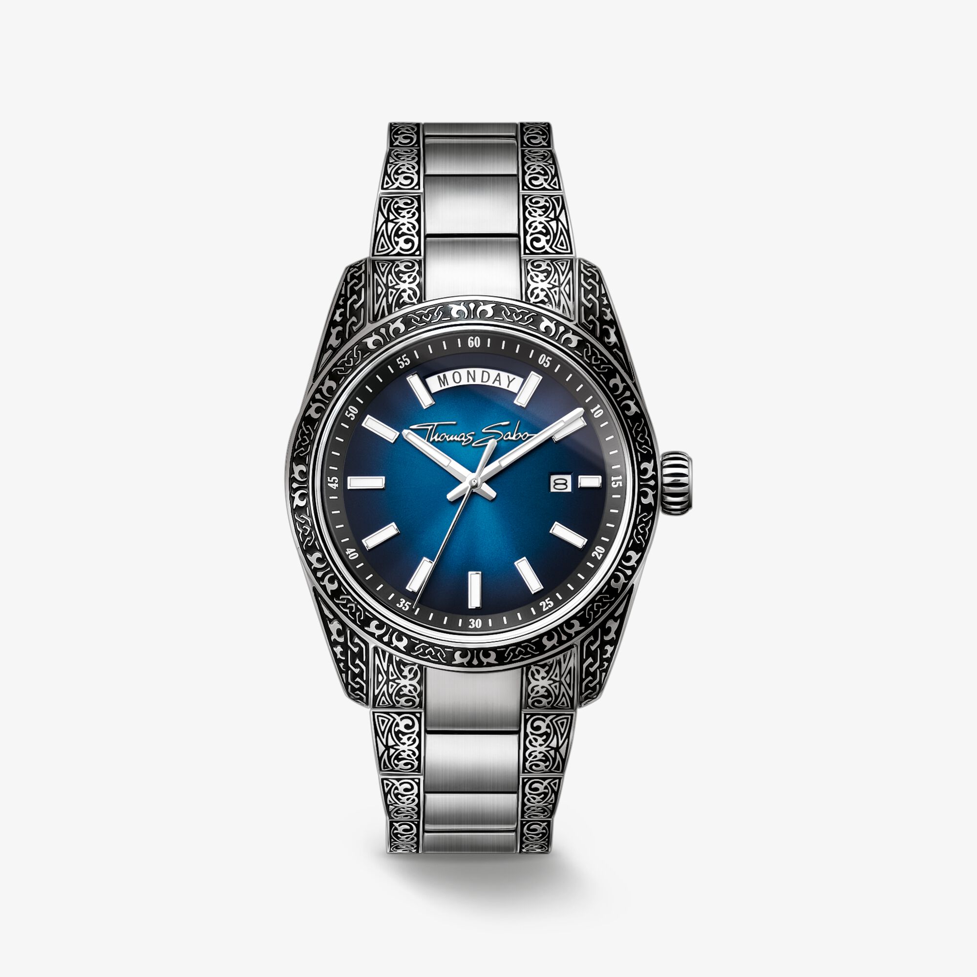 THOMAS SABO Klocka Rebel at Heart Revive 40 mm rostfritt stål midnattsblå, graverad design, rostfritt stål, Storlek: 40 MM, Unisex