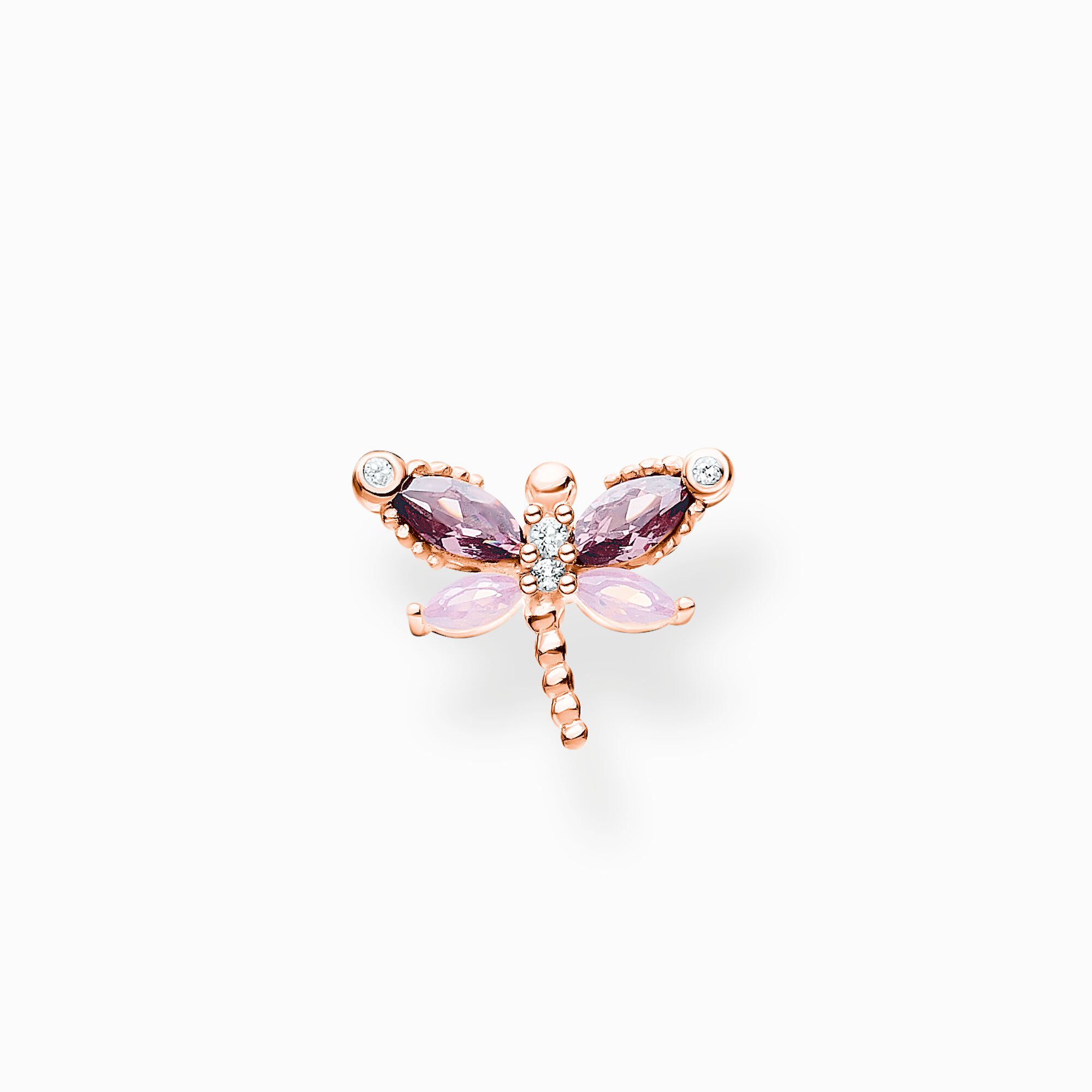 Clou d&#39;oreille unique libellule avec pierres or rose de la collection Charming Collection dans la boutique en ligne de THOMAS SABO