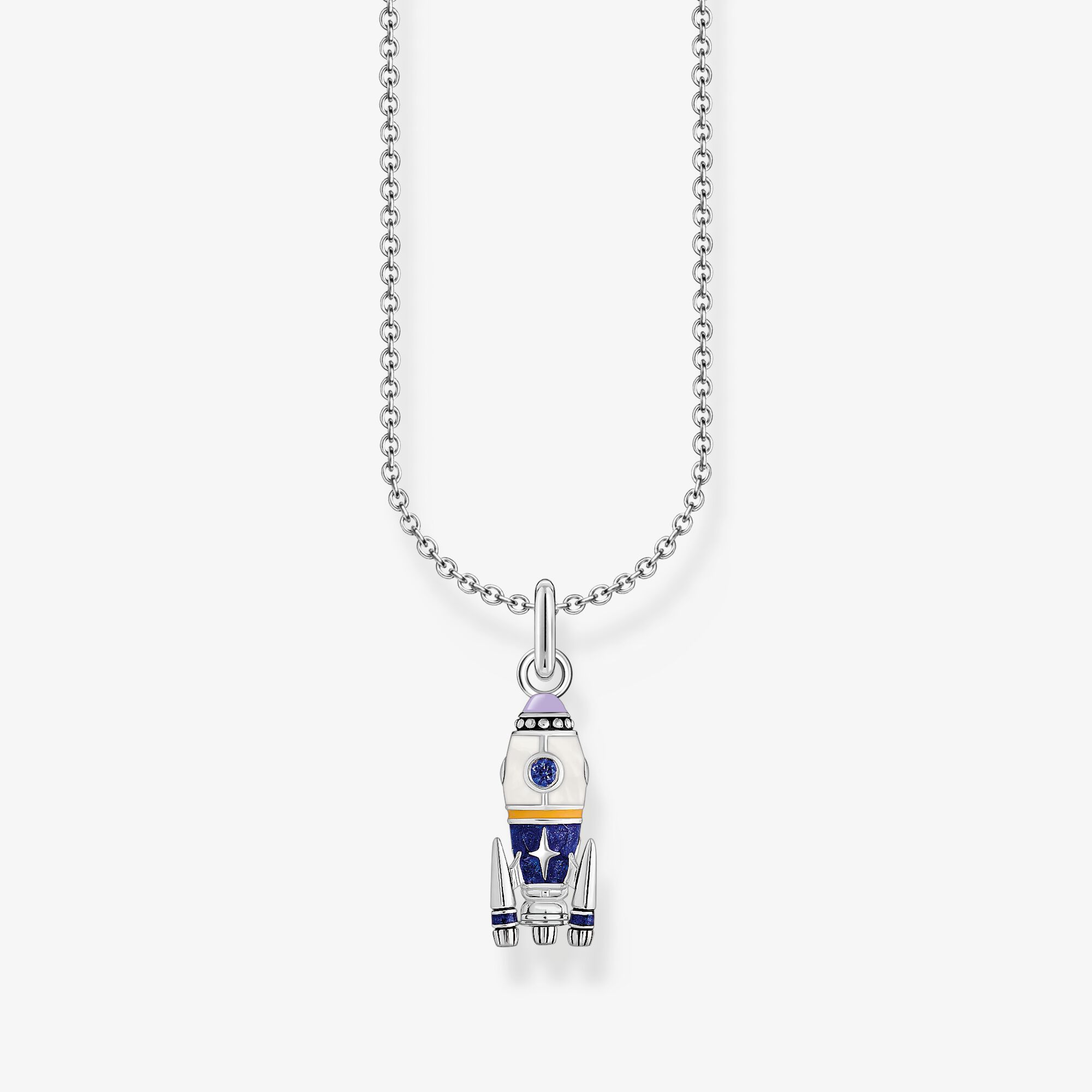 THOMAS SABO Kette mit Raketen-Anhänger Silber, 925 Sterlingsilber geschwärzt, Größe: 45 cm, Damen
