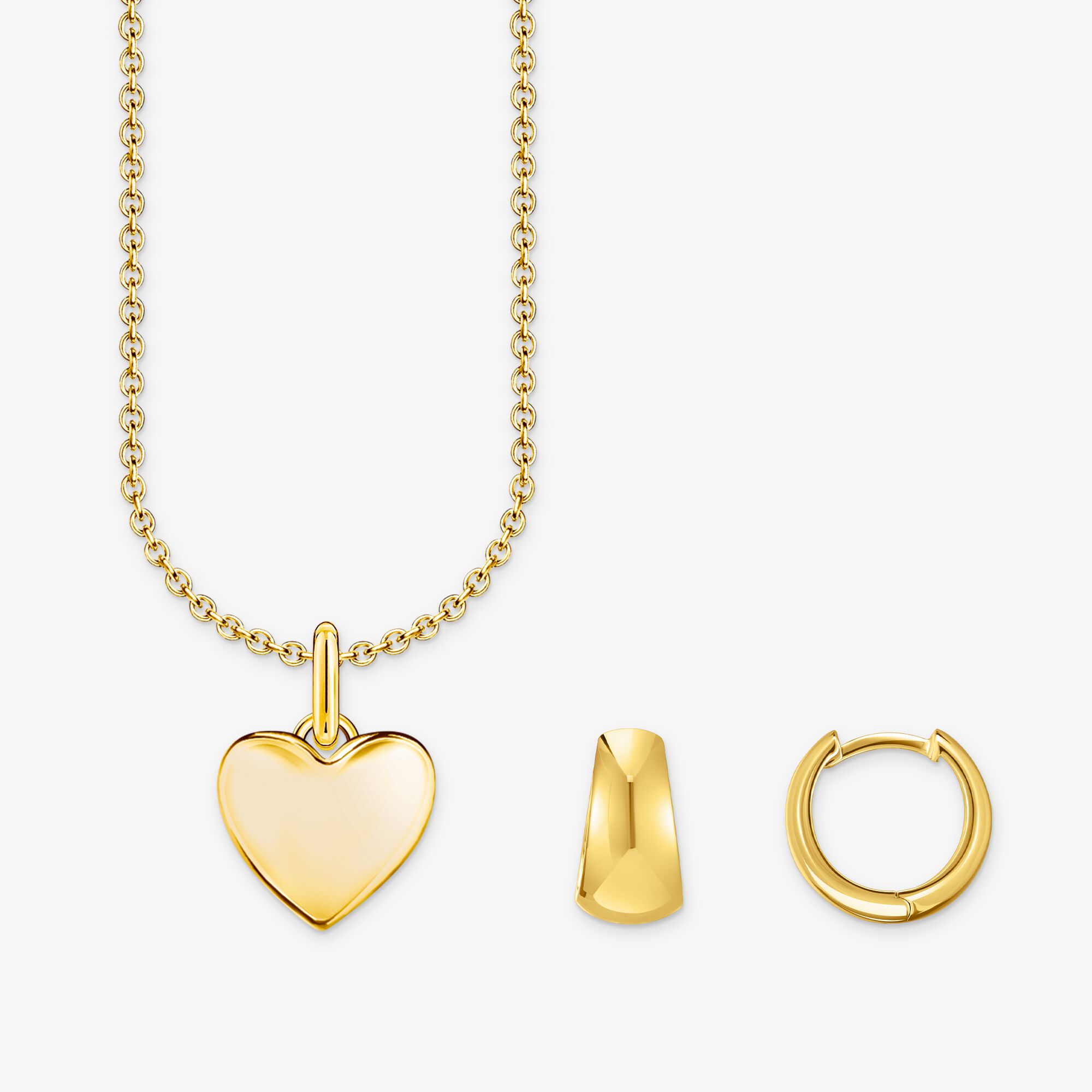 THOMAS SABO Schmuck-Set Creolen & Herzkette vergoldet, Unisex, LOOK26-04-015
