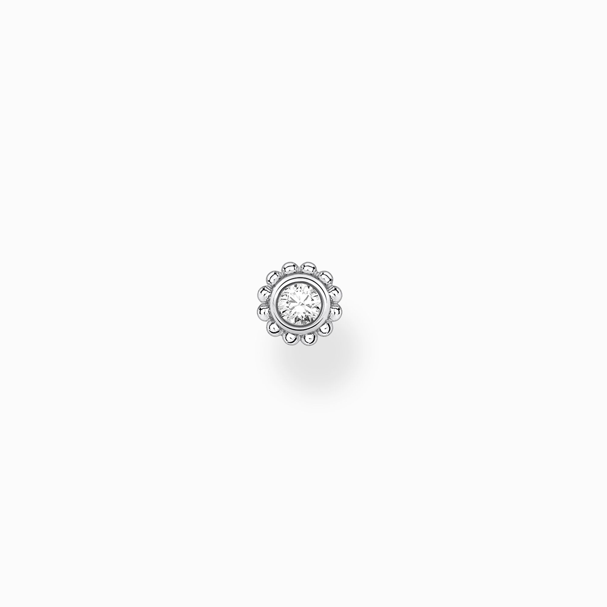 Clou d&#39;oreille unique fleur pierre blanche argent de la collection Charming Collection dans la boutique en ligne de THOMAS SABO
