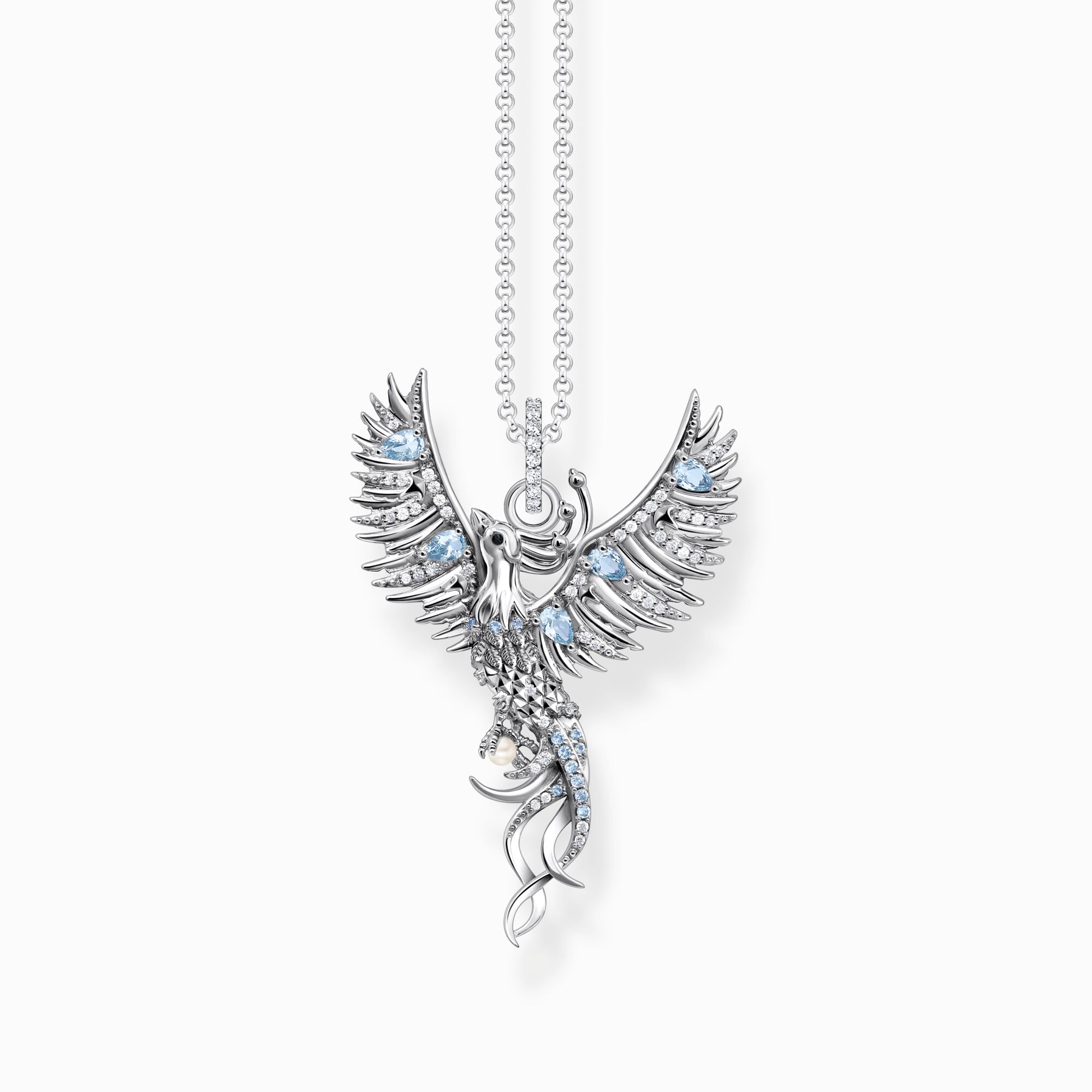 Silver necklace with Phoenix pendant and various colourful stones from the  collection in the THOMAS SABO online store