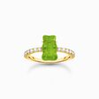 Anillo con ba&ntilde;o de oro, Osito de Oro verde mini y piedras de circonita de la colección Charming Collection en la tienda online de THOMAS SABO