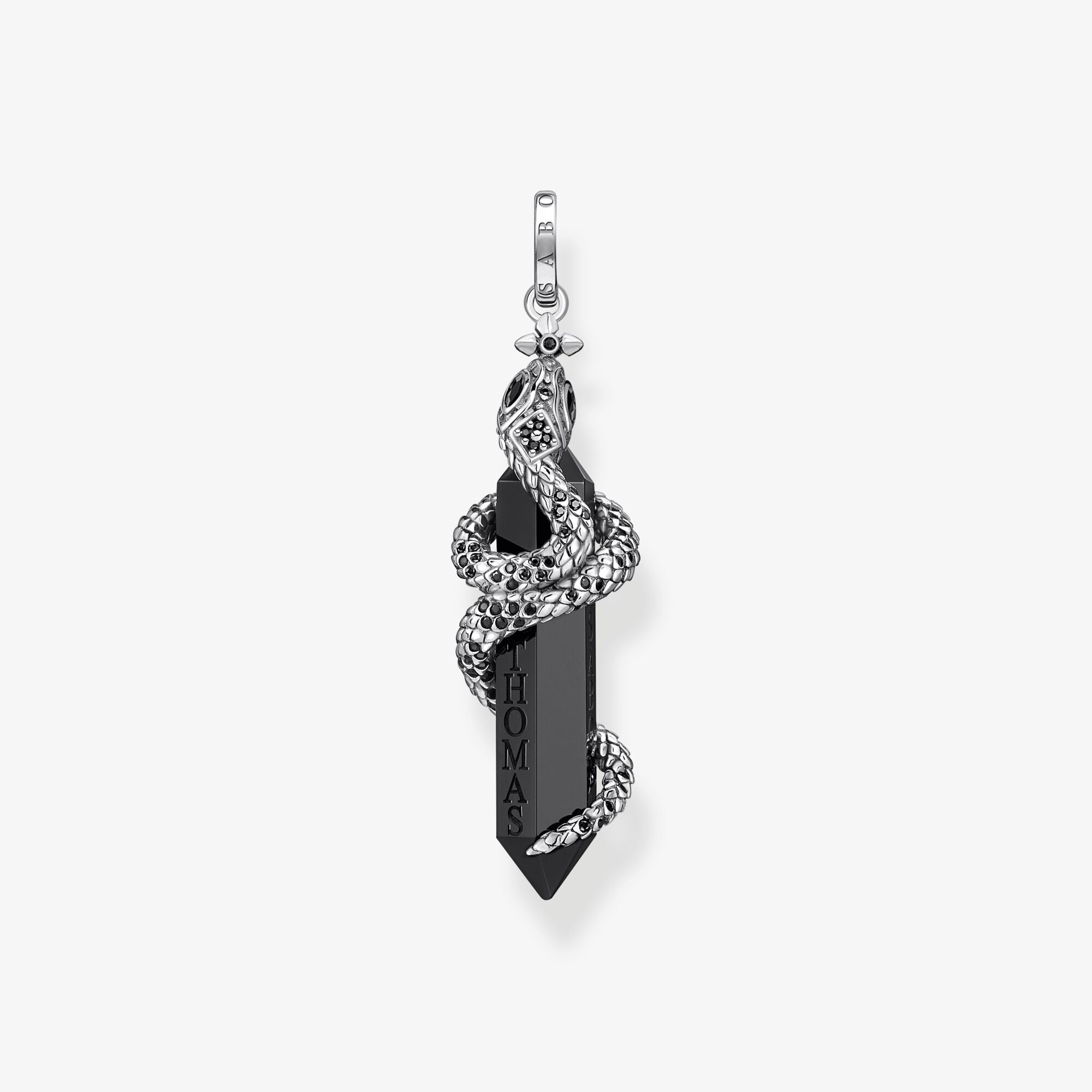 THOMAS SABO Pendentif noirci onyx avec serpent, Argent sterling, Taille: one size, Unisex