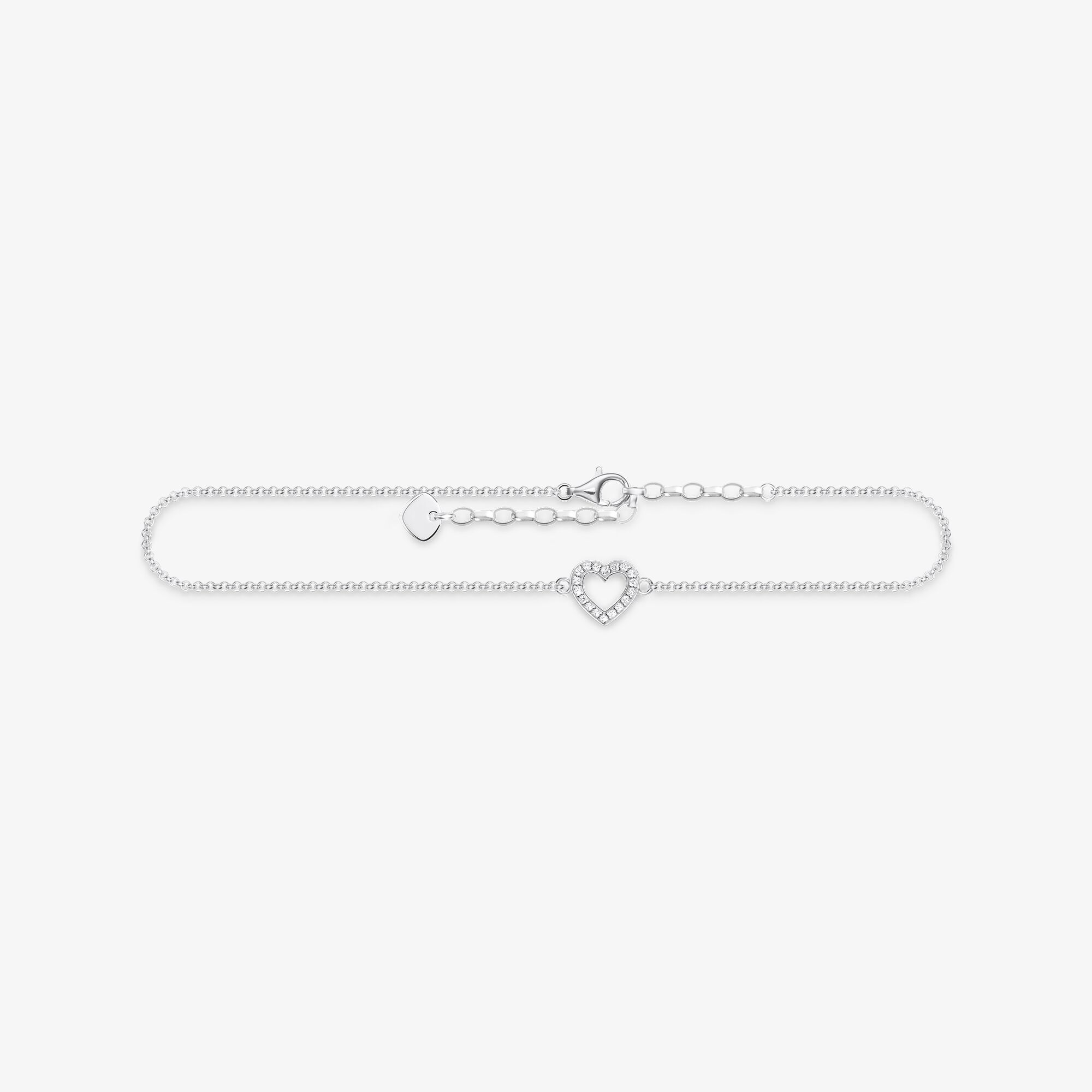 THOMAS SABO Chaîne de cheville cœur, Argent sterling, Taille: L27V, femme