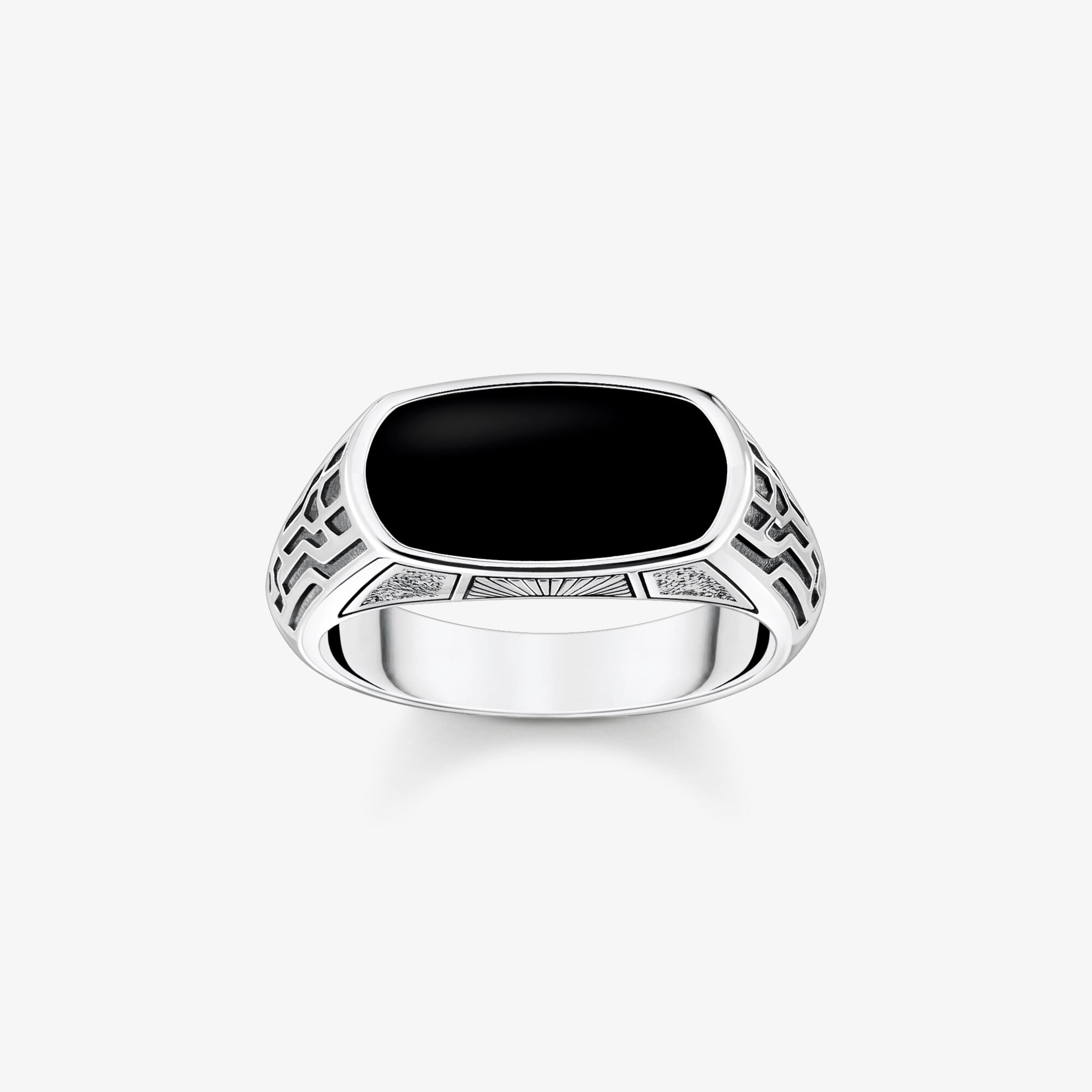 THOMAS SABO Ring med svarta onyx silver, 925 sterlingsilver svärtat, Storlek: 52, Unisex