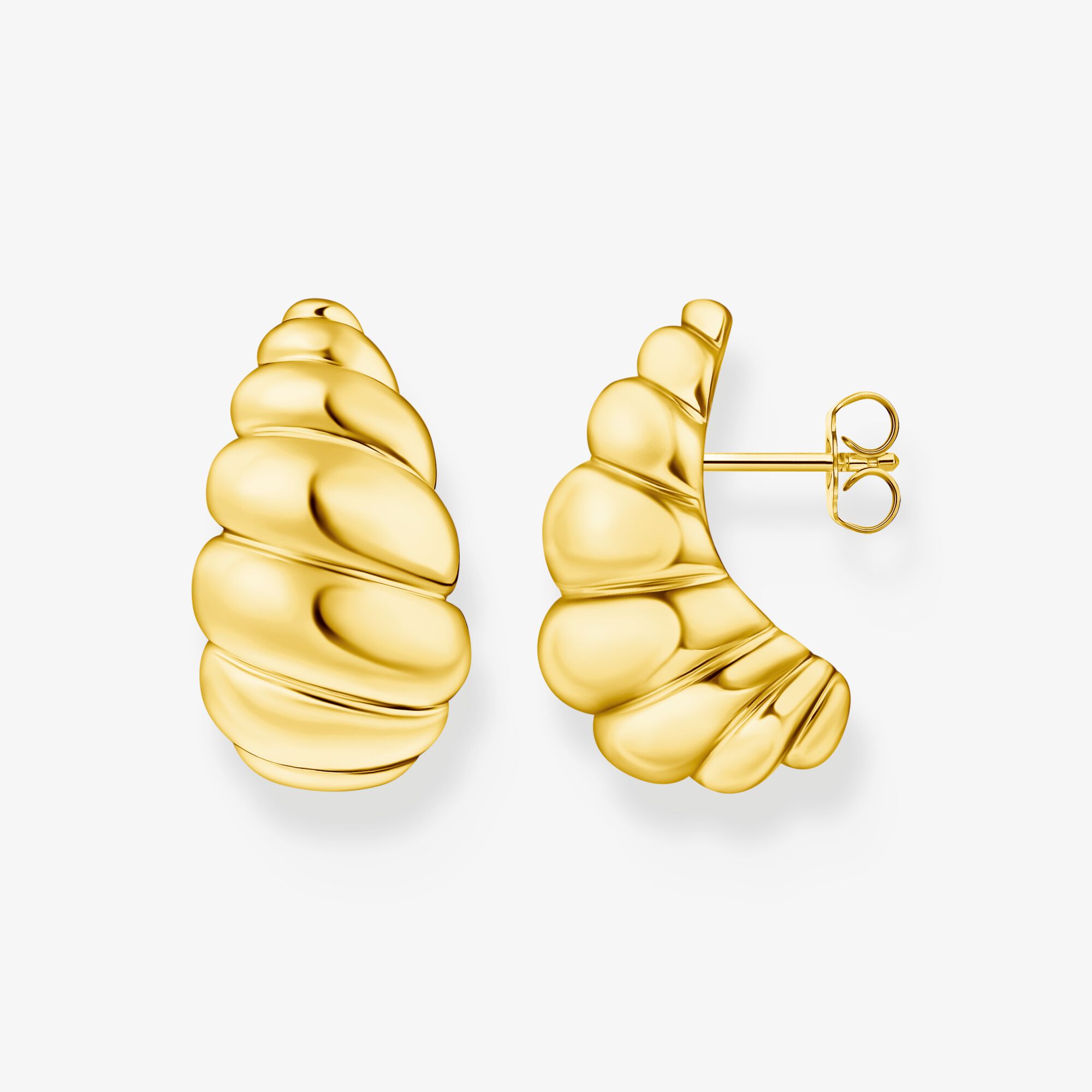 THOMAS SABO clous d'oreilles formes organiques doré, Argent sterling doré or jaune, Taille: one size, femme