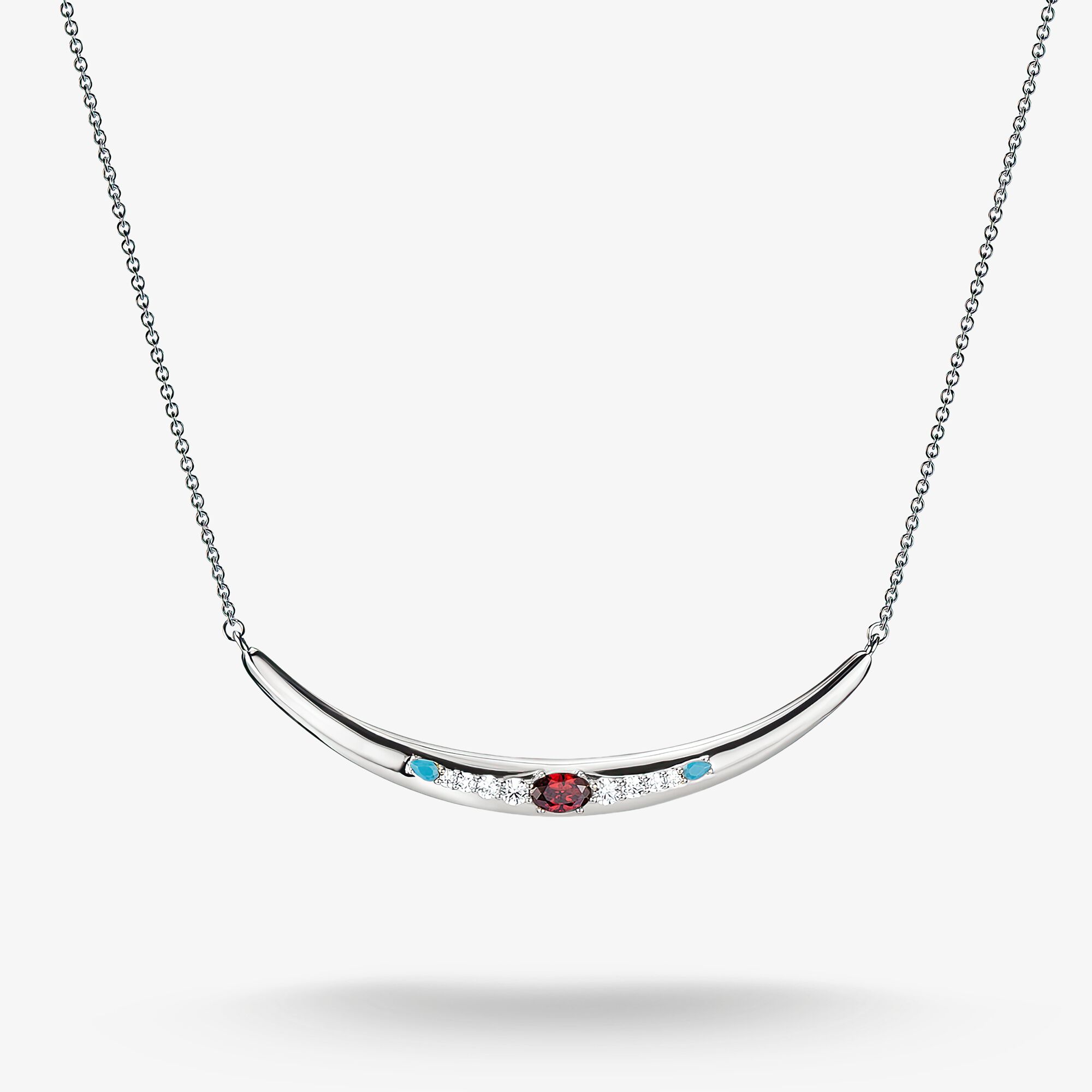 THOMAS SABO Chaîne Zirconium rouge demi-forme Elyndra Argent Argent sterling, Taille: 45 cm, pour femme