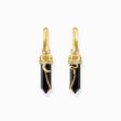 Yellow-gold plated hoop earrings with onyx and small chain from the  collection in the THOMAS SABO online store