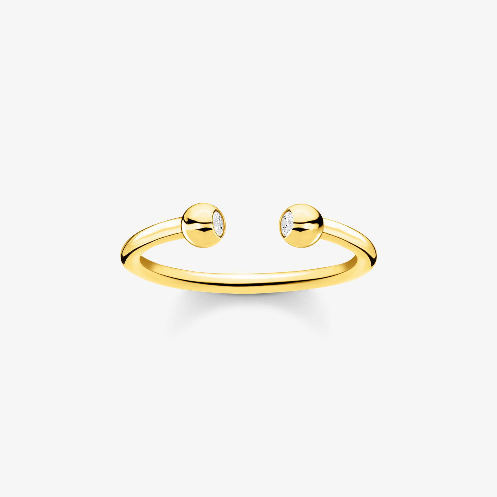 THOMAS SABO Ring Kugeln mit Steinen gold, Sterlingsilber Gelbgold vergoldet, Größe: 52, Damen
