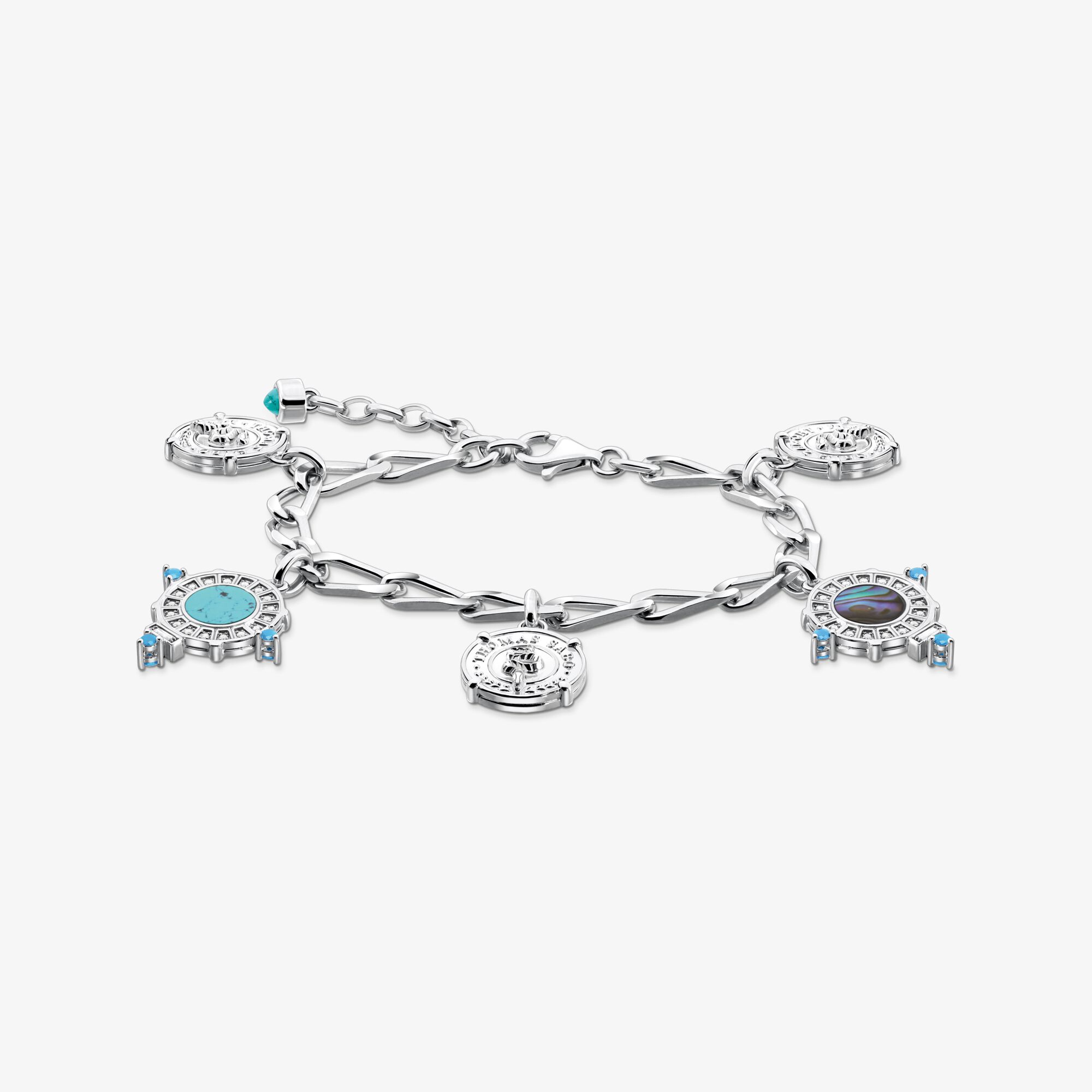THOMAS SABO Armband mit Münzanhängern Silber, Sterlingsilber geschwärzt, Größe: 19 cm, Damen