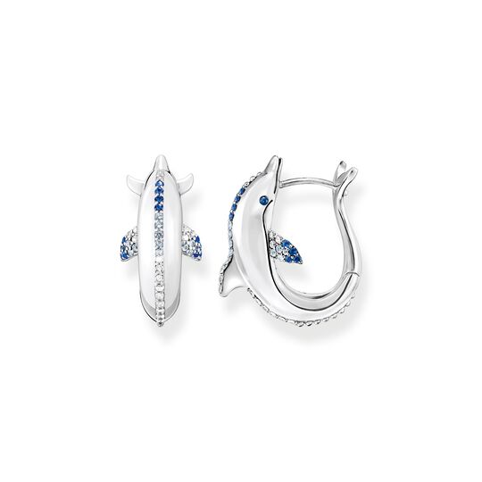 Hoop earrings dolphin with blue stones from the  collection in the THOMAS SABO online store