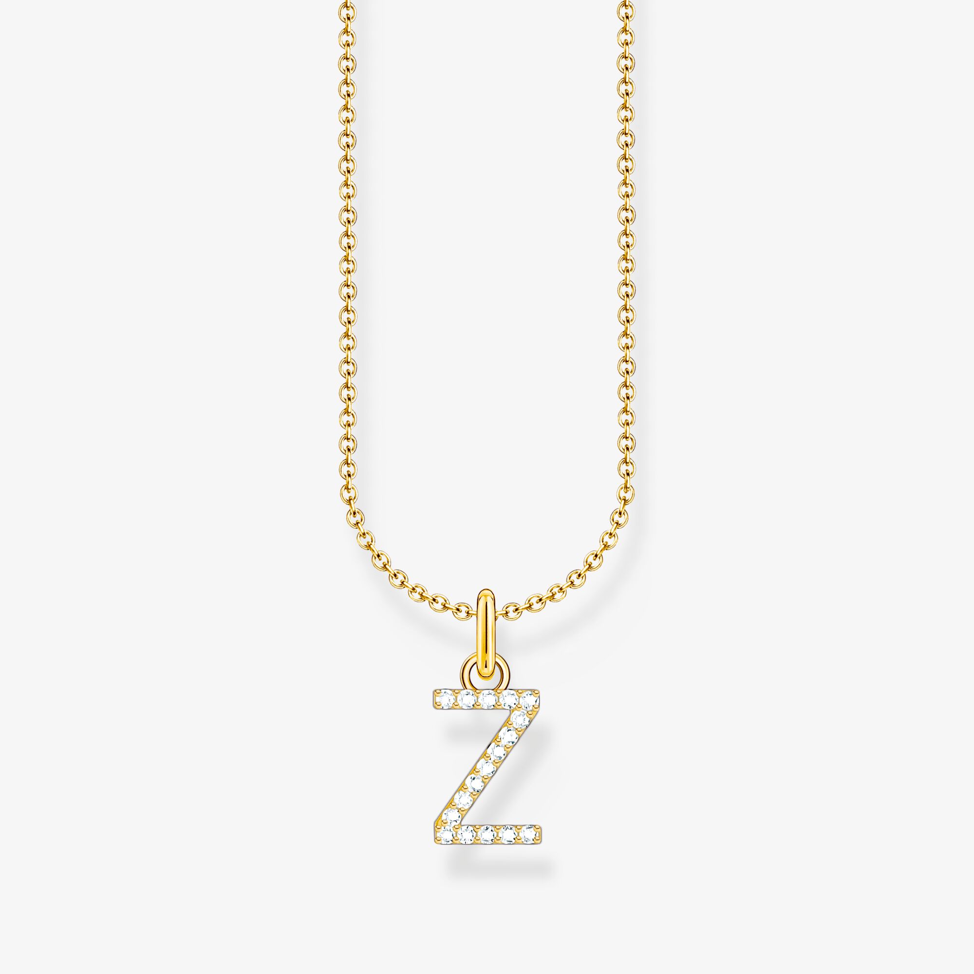 THOMAS SABO Kette mit Buchstaben-Anhänger Z vergoldet, Sterlingsilber Gelbgold vergoldet, Größe: 45 cm, Damen