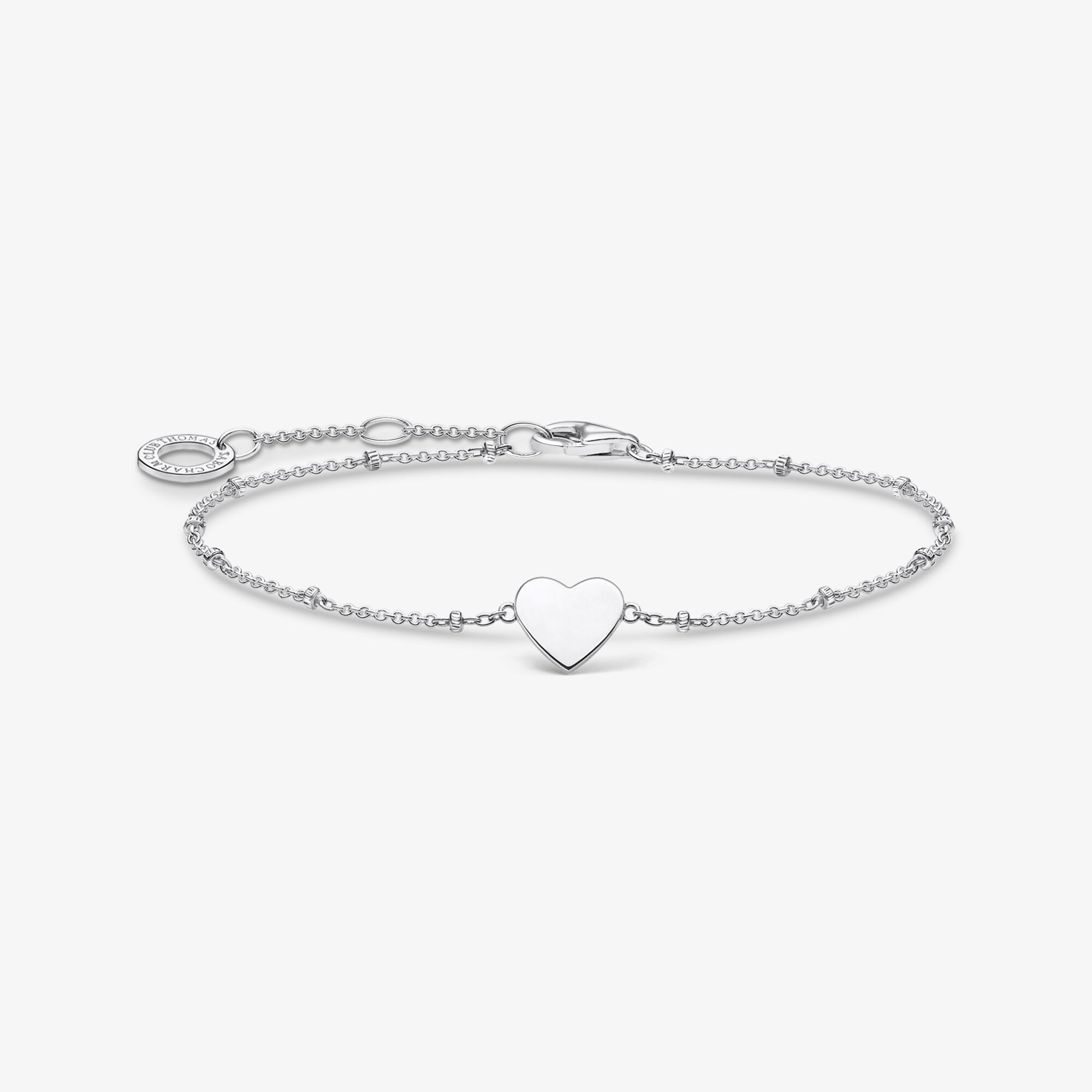 THOMAS SABO Bracelet cœur avec perles argent, Argent sterling, Taille: 19 cm, femme