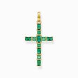 Pendentif croix avec pierres verte plaqu&eacute; or de la collection  dans la boutique en ligne de THOMAS SABO