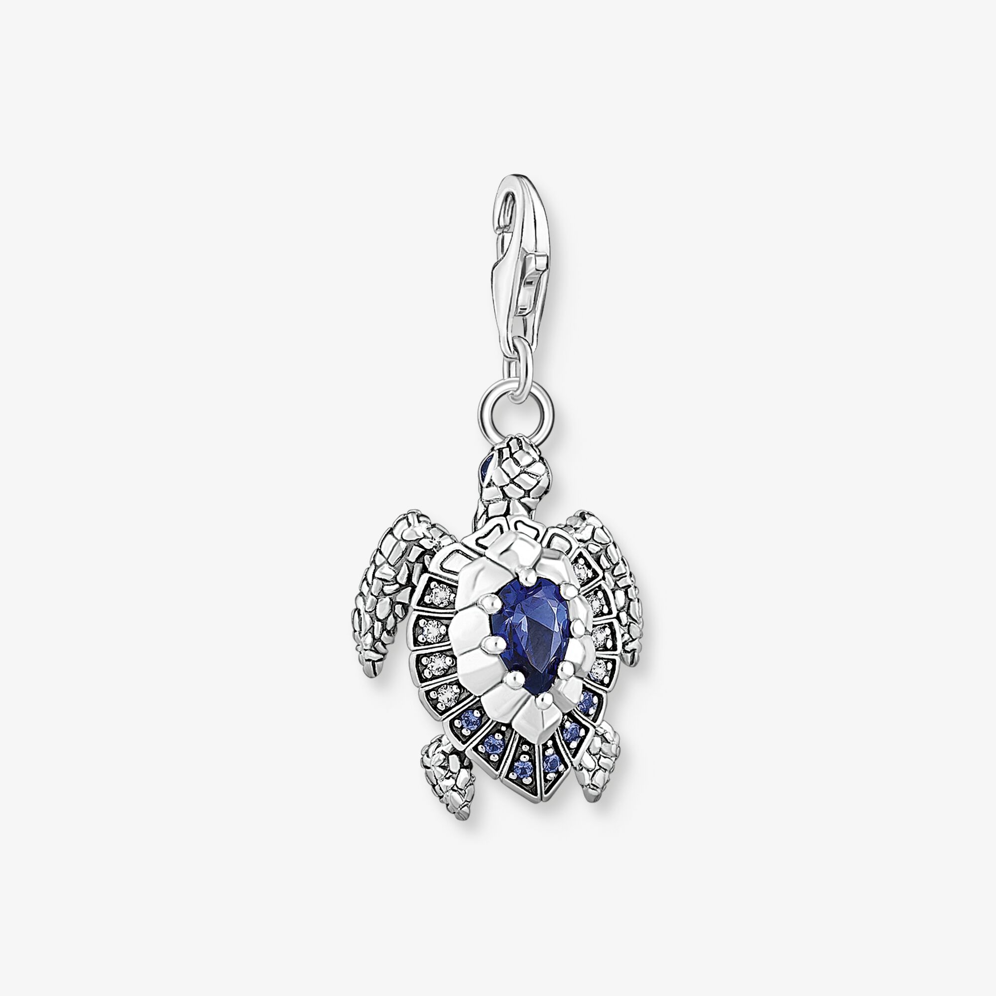 THOMAS SABO Pendentif Charm tortue avec des pierres bleues, Argent sterling, Taille: one size, femme