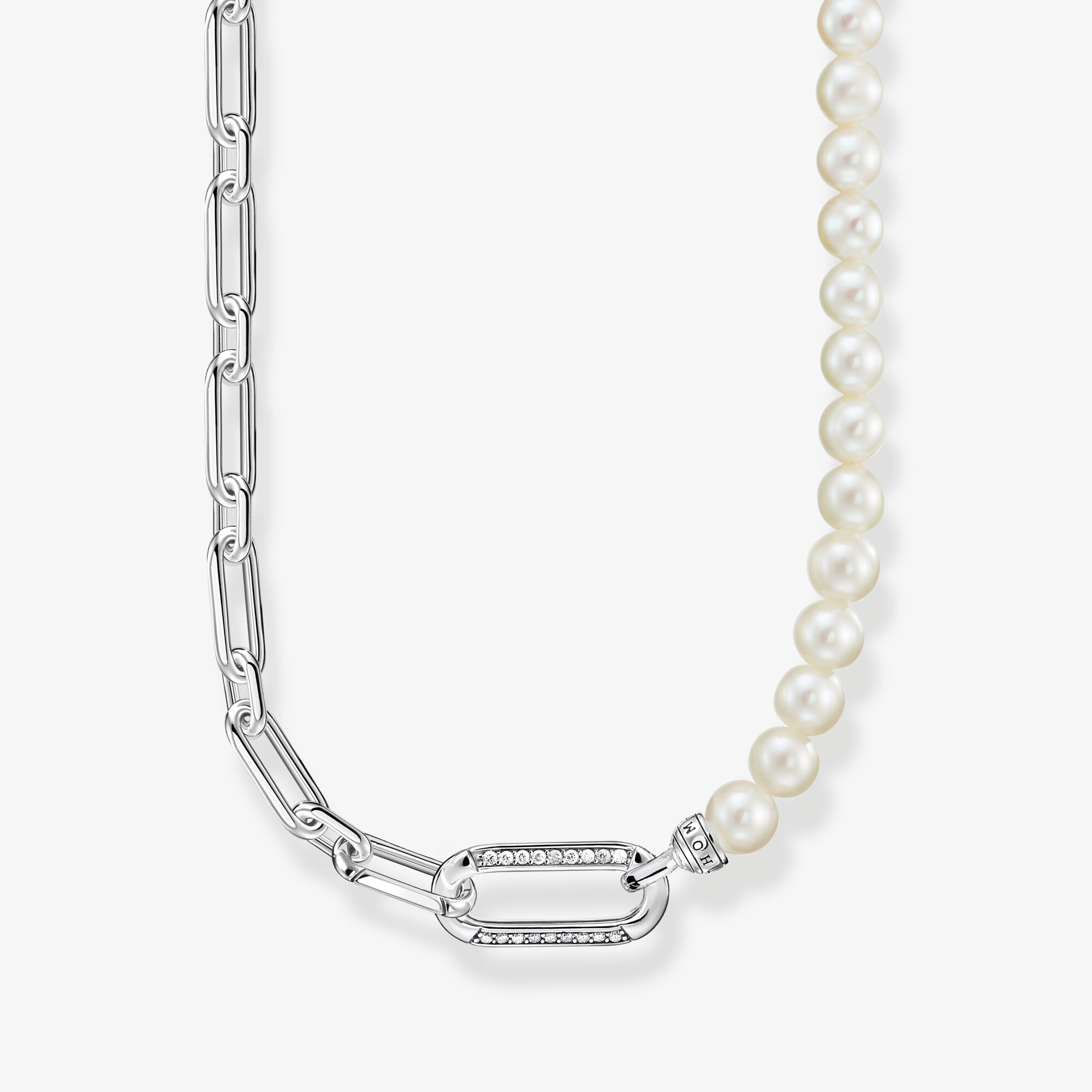 THOMAS SABO Kette Glieder und Perlen silber, Sterlingsilber, Größe: 45 cm, Damen