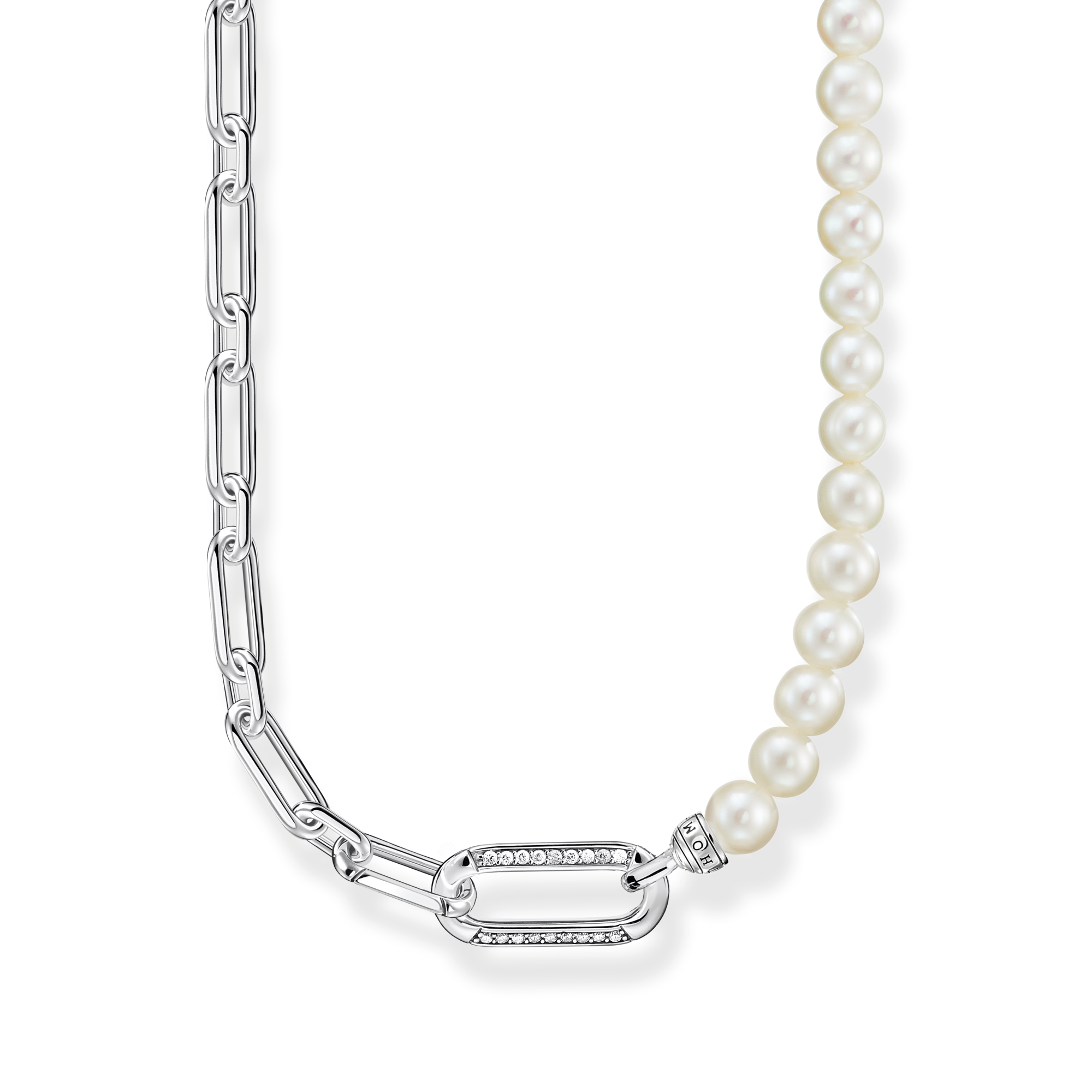 Thomas Sabo Kette Glieder und Perlen silber weiß KE2109-167-14-L45V