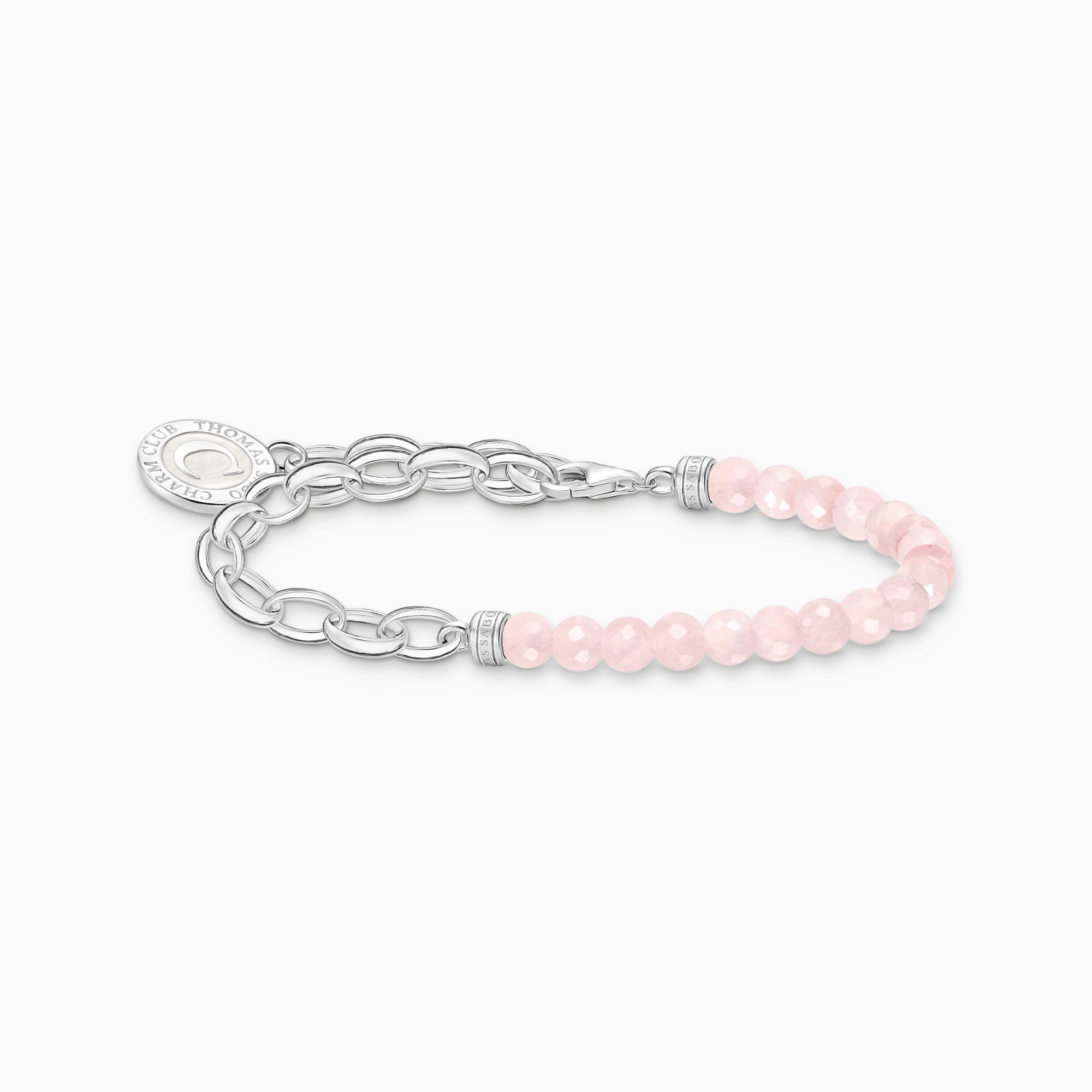 Membre Bracelet Charm avec beads de quartz rose et Charmista m&eacute;daille argent de la collection Charm Club dans la boutique en ligne de THOMAS SABO