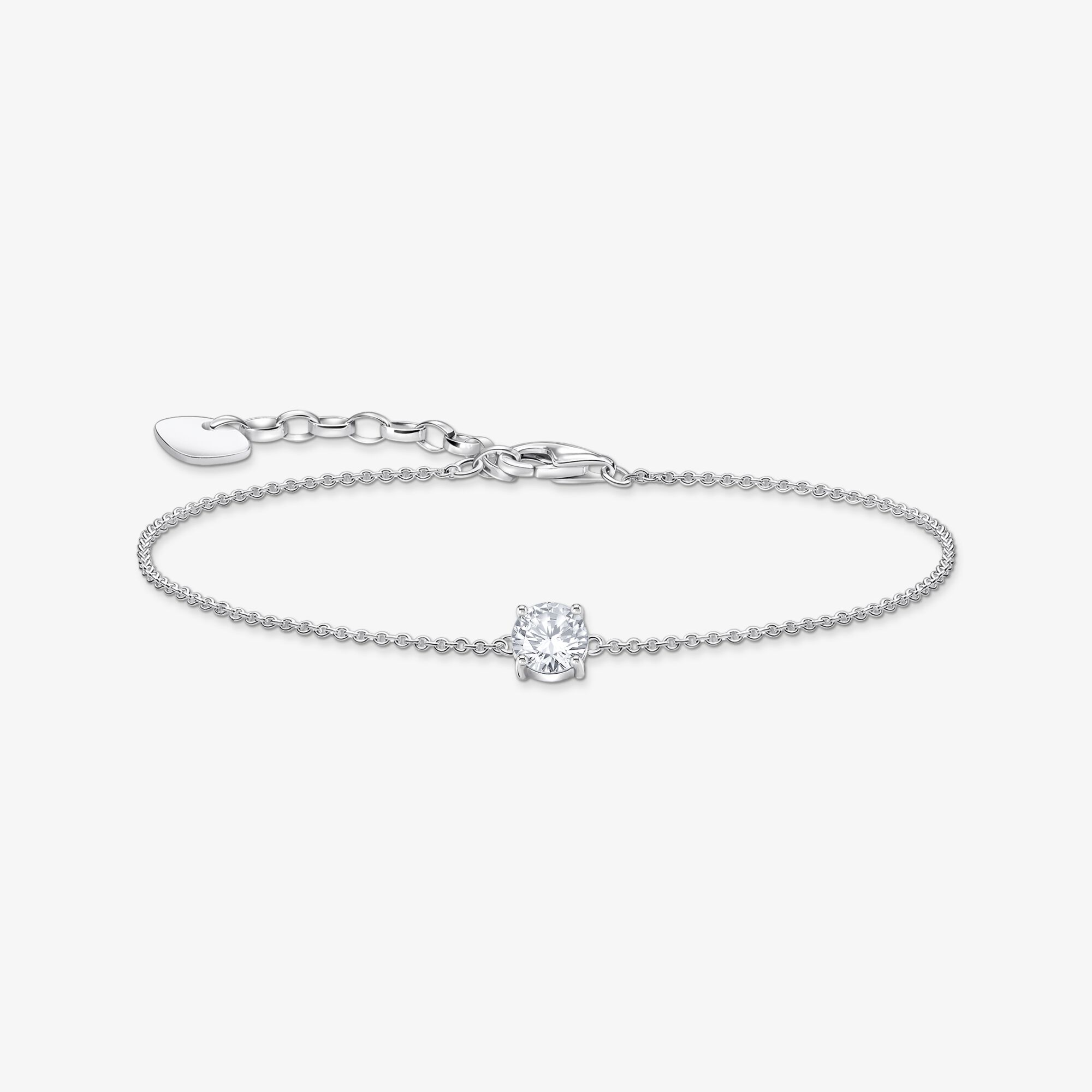 THOMAS SABO Armband mit weißem Zirkonia-Anhänger Silber, Sterlingsilber, Größe: 19 cm, Damen