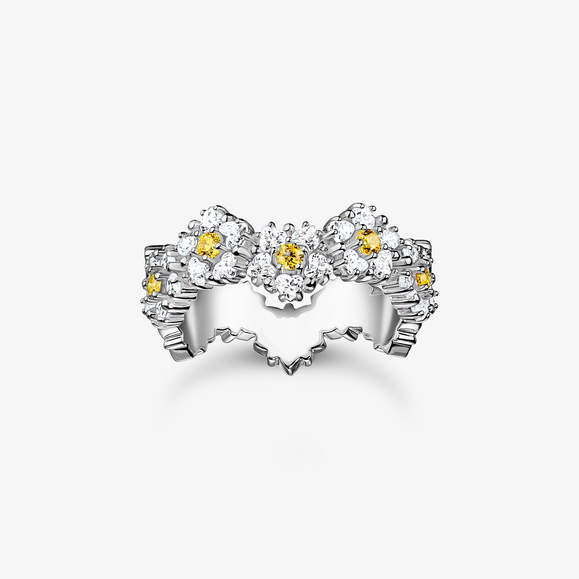 THOMAS SABO Bague fleur Lovely Daisy avec pierres argent, Argent sterling, Taille: 56, femme