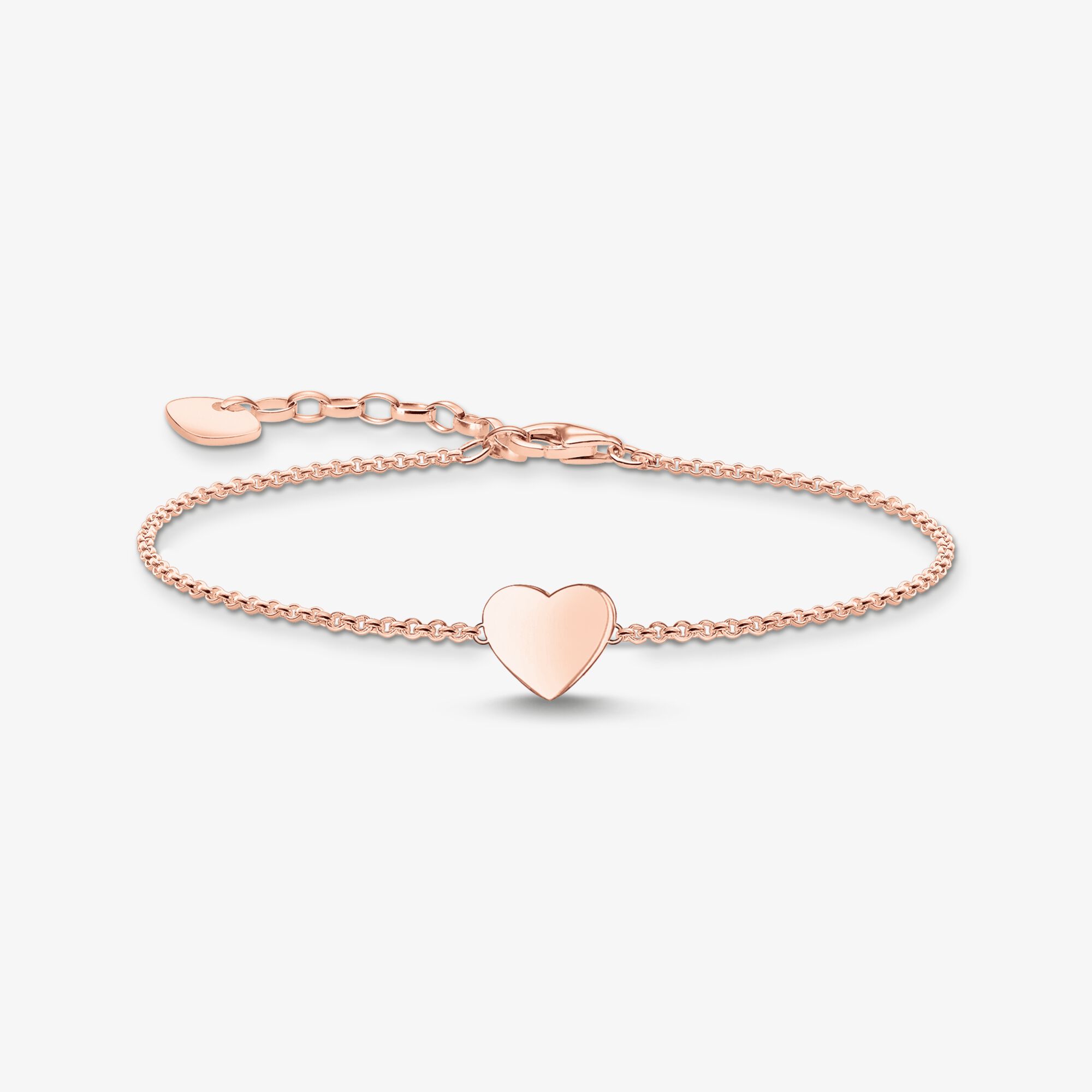 THOMAS SABO Bracelet cœur or rose, Argent sterling doré or rose, Taille: 19 cm, femme