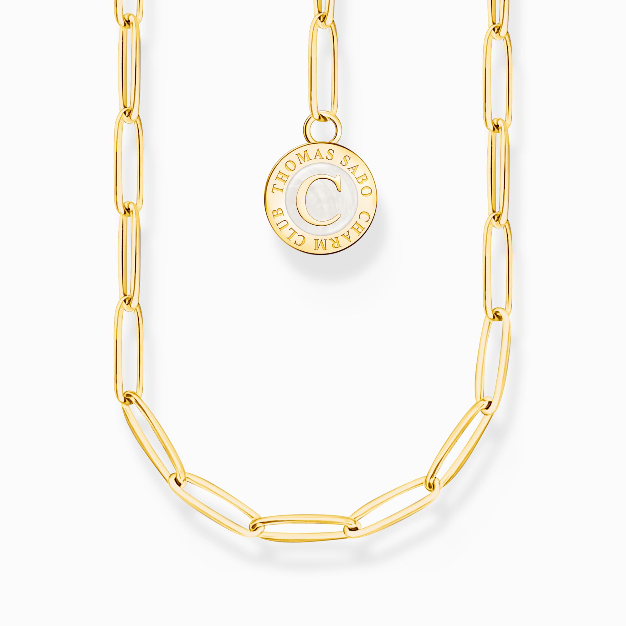 Member Charm necklace with white Charmista disc gold plated from the Charm Club collection in the THOMAS SABO online store