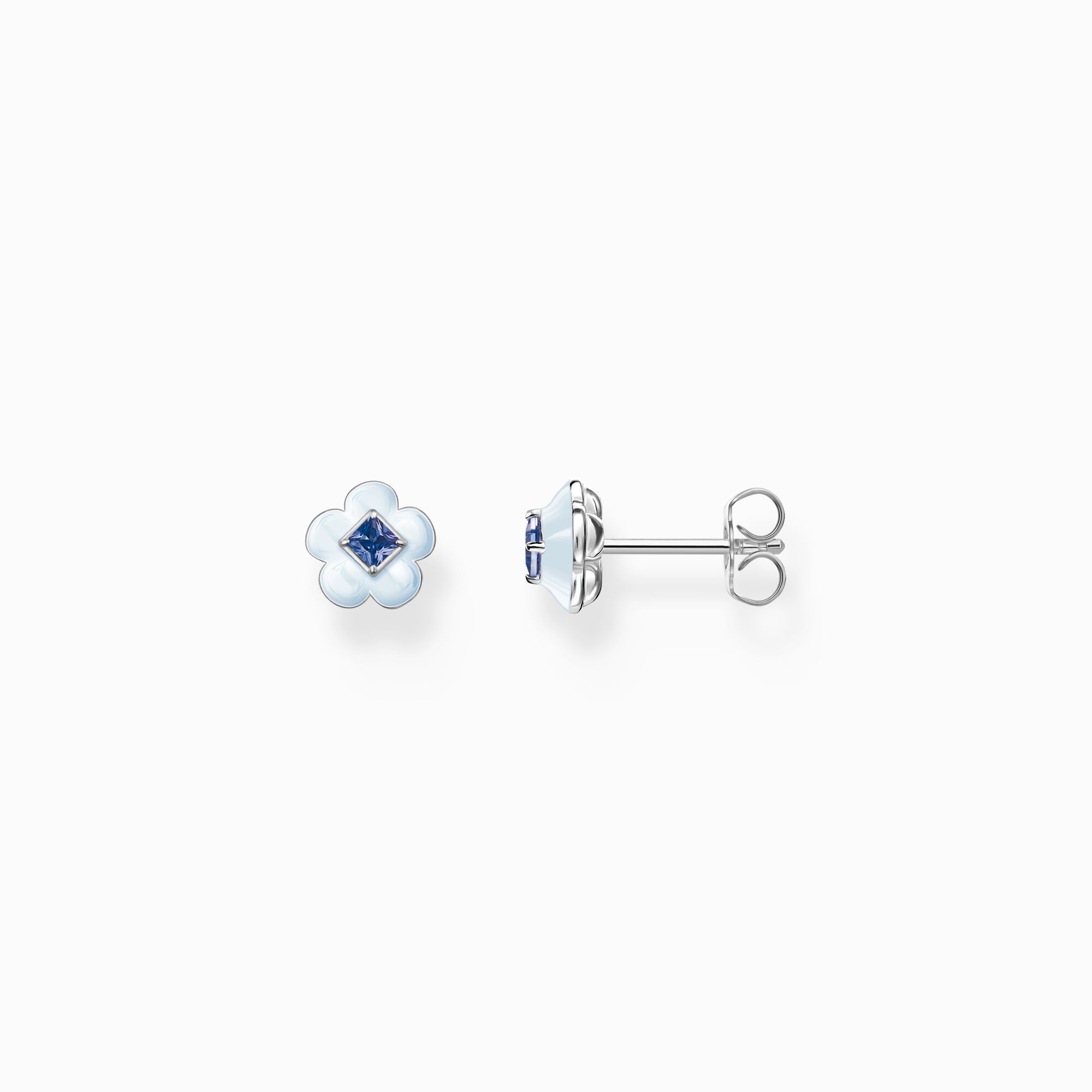 Ear studs flower with blue stone silver from the Charming Collection collection in the THOMAS SABO online store