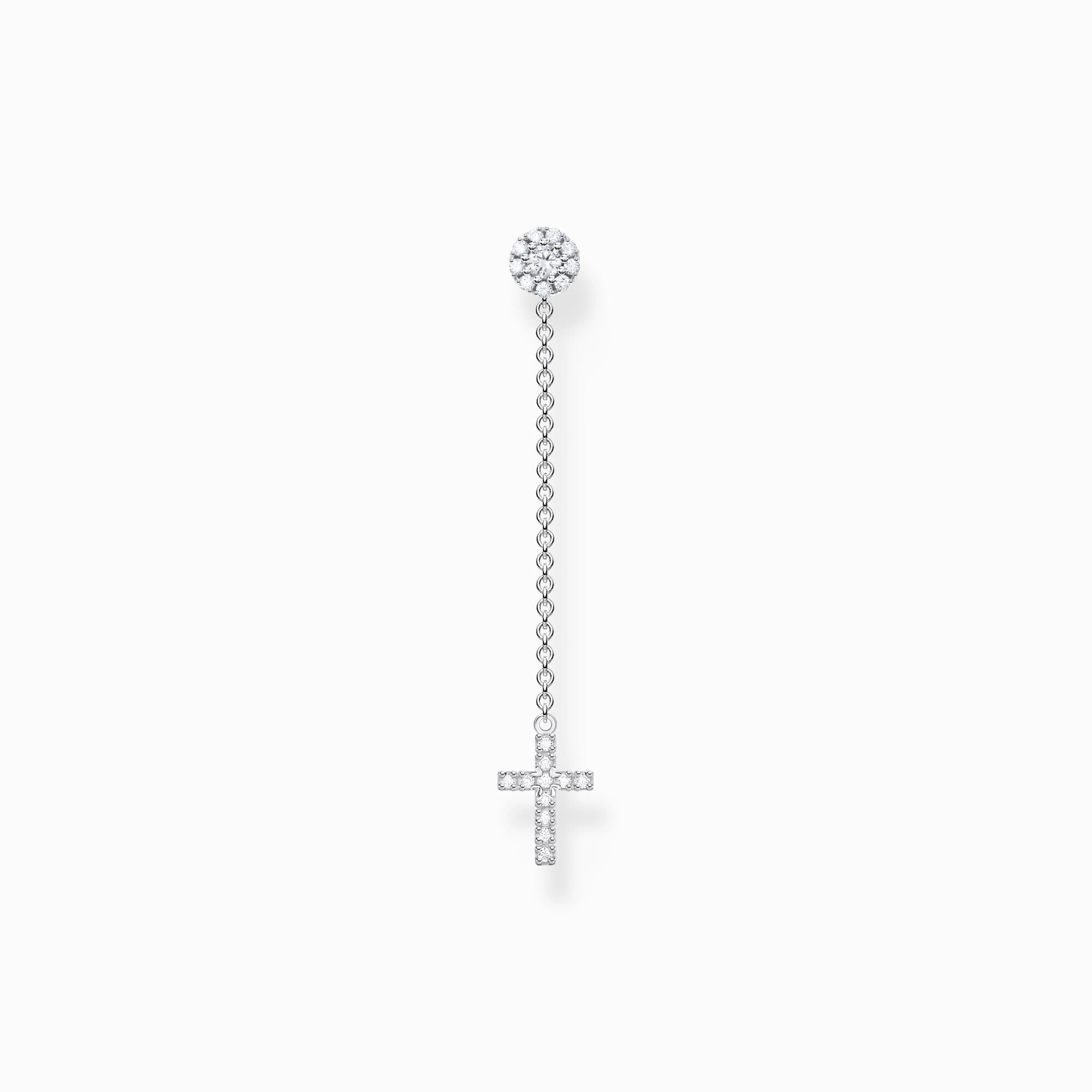 Clou d&#39;oreille unique avec pendentif croix long argent de la collection Charming Collection dans la boutique en ligne de THOMAS SABO