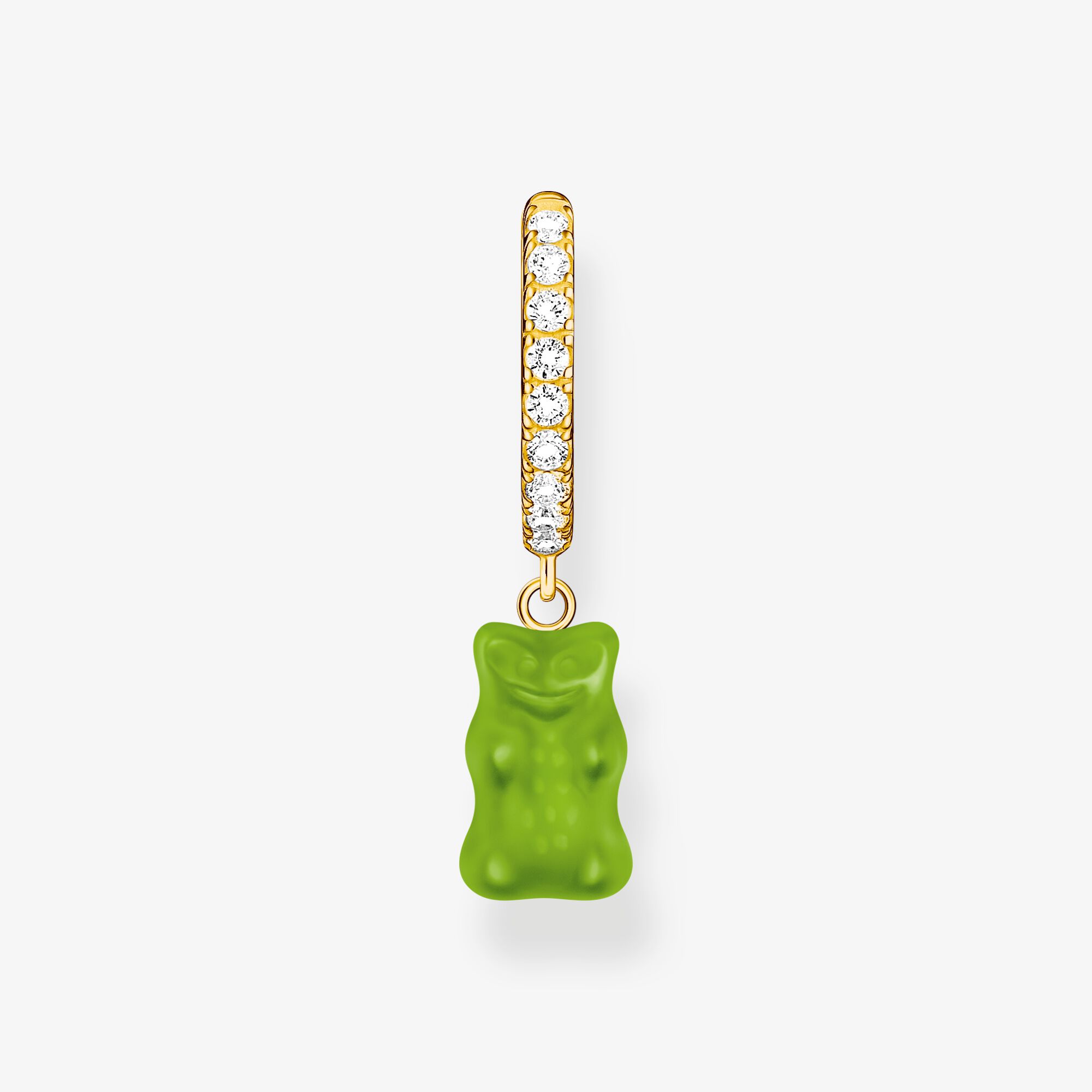 THOMAS SABO Singel-creol med grönt guldbjörns-hänge och stenar, pläterad, 925 sterlingsilver guldpläterat gult guld, Storlek: one size, för damer