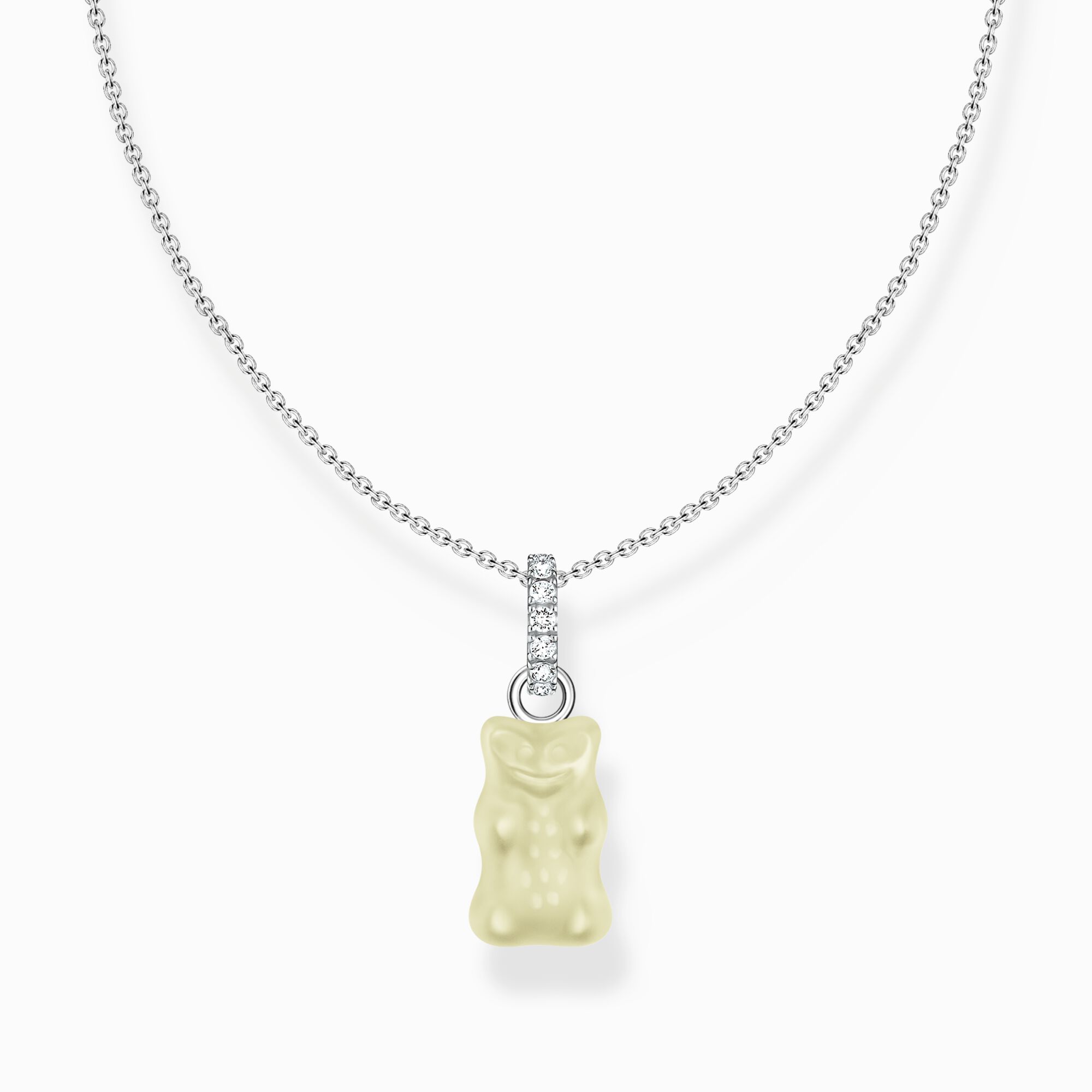 Cadena de plata con colgante de Osito de Oro blanco y piedras de circonita de la colección Charming Collection en la tienda online de THOMAS SABO