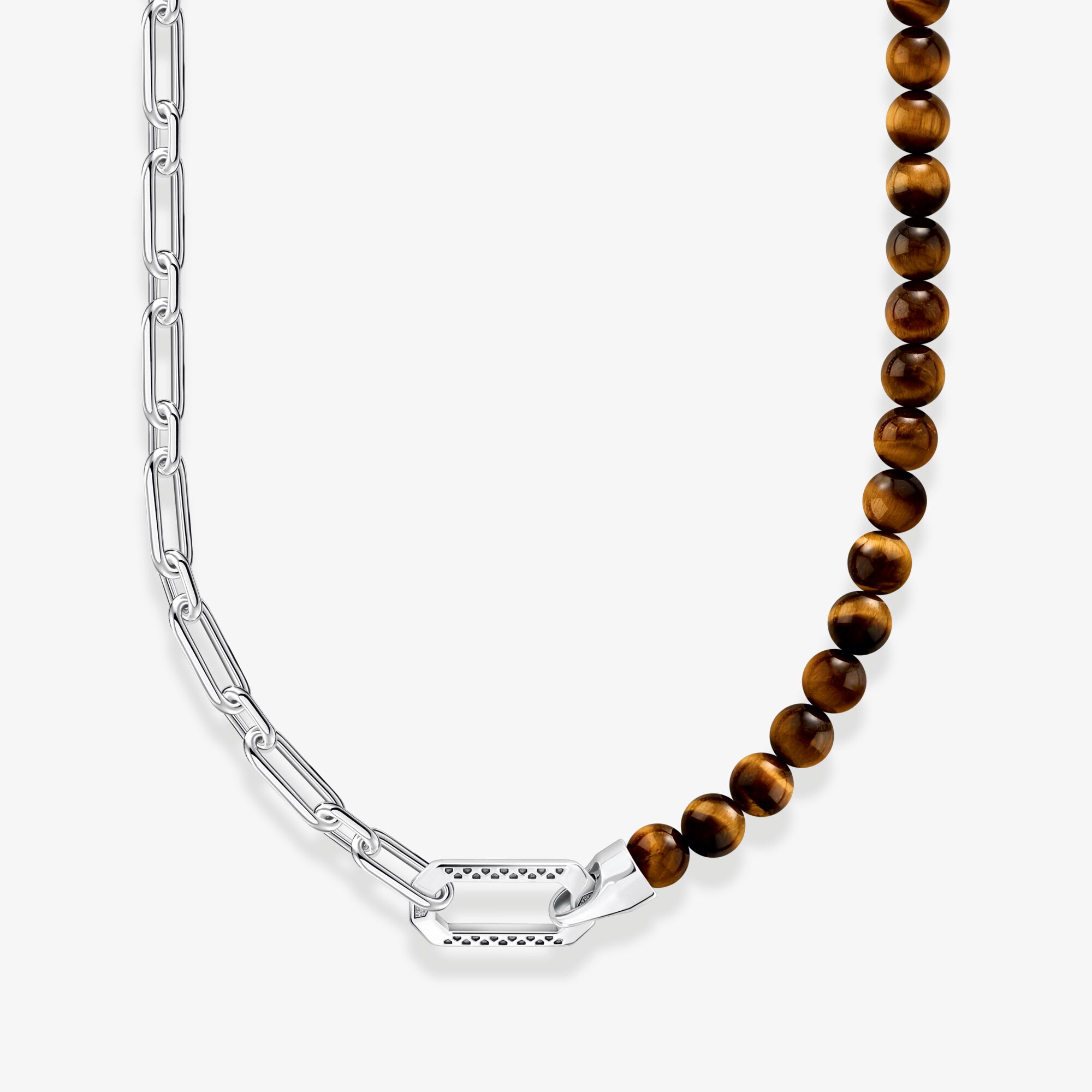 THOMAS SABO Collier en argent noirci à Beads marron, Argent sterling, Taille: L55V, Unisex