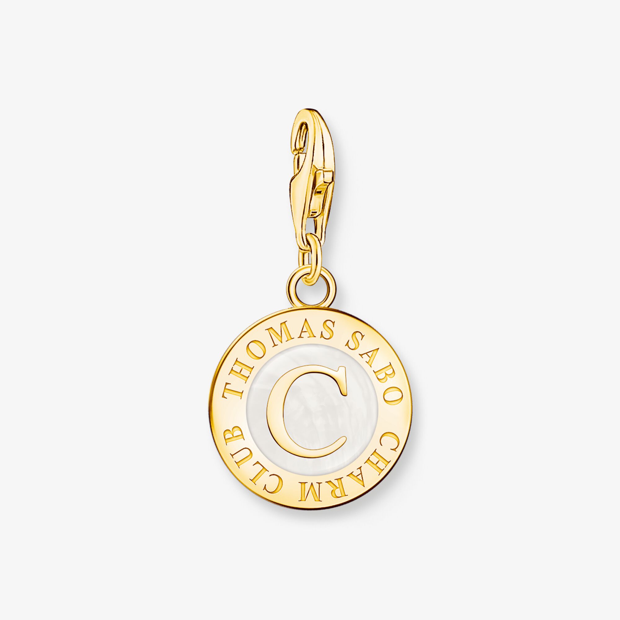 THOMAS SABO Charm blanc Coin plaqué or Argent sterling doré or jaune, Taille: one size, pour femme