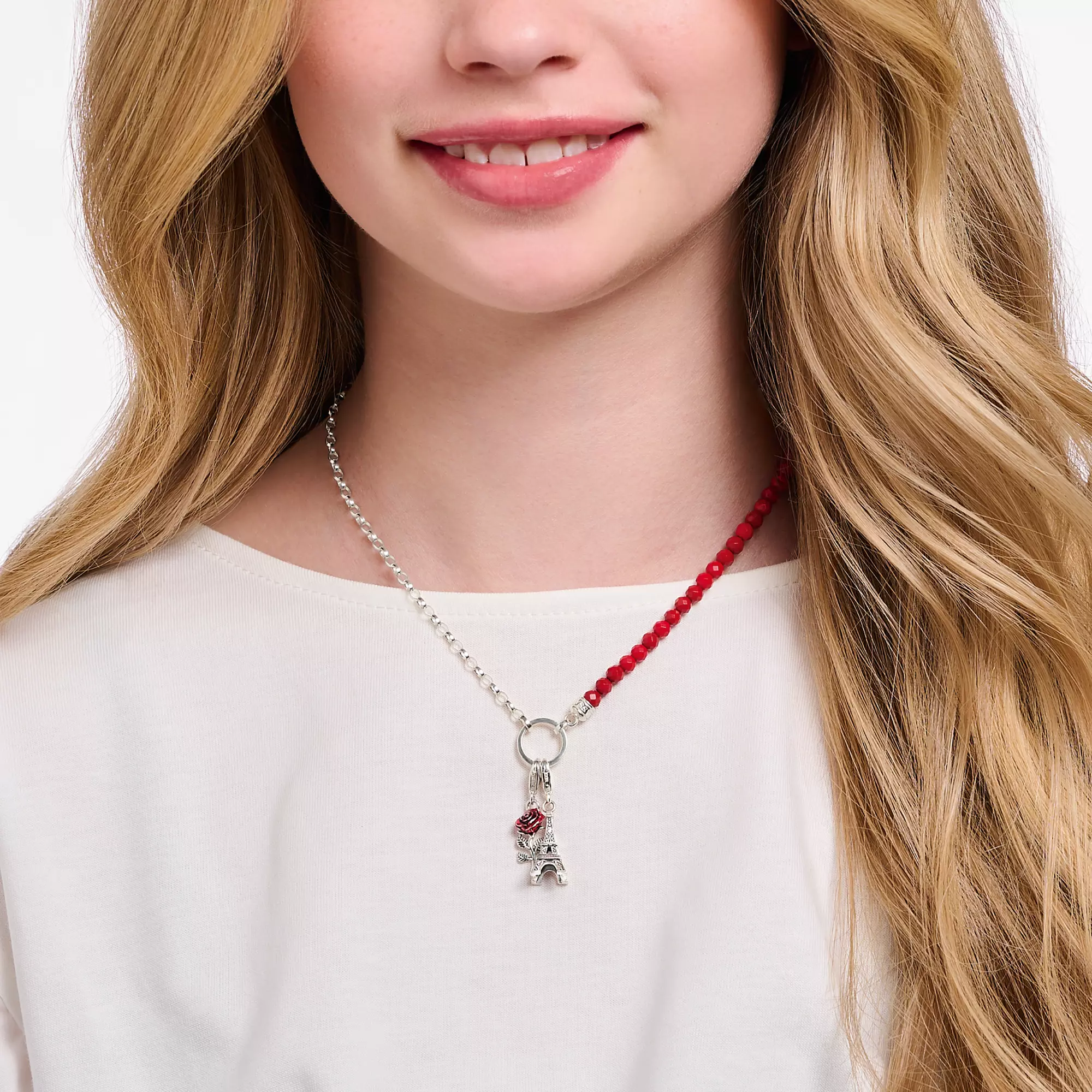 Silver charm pendant with Eiffel Tower and white zirconia | THOMAS