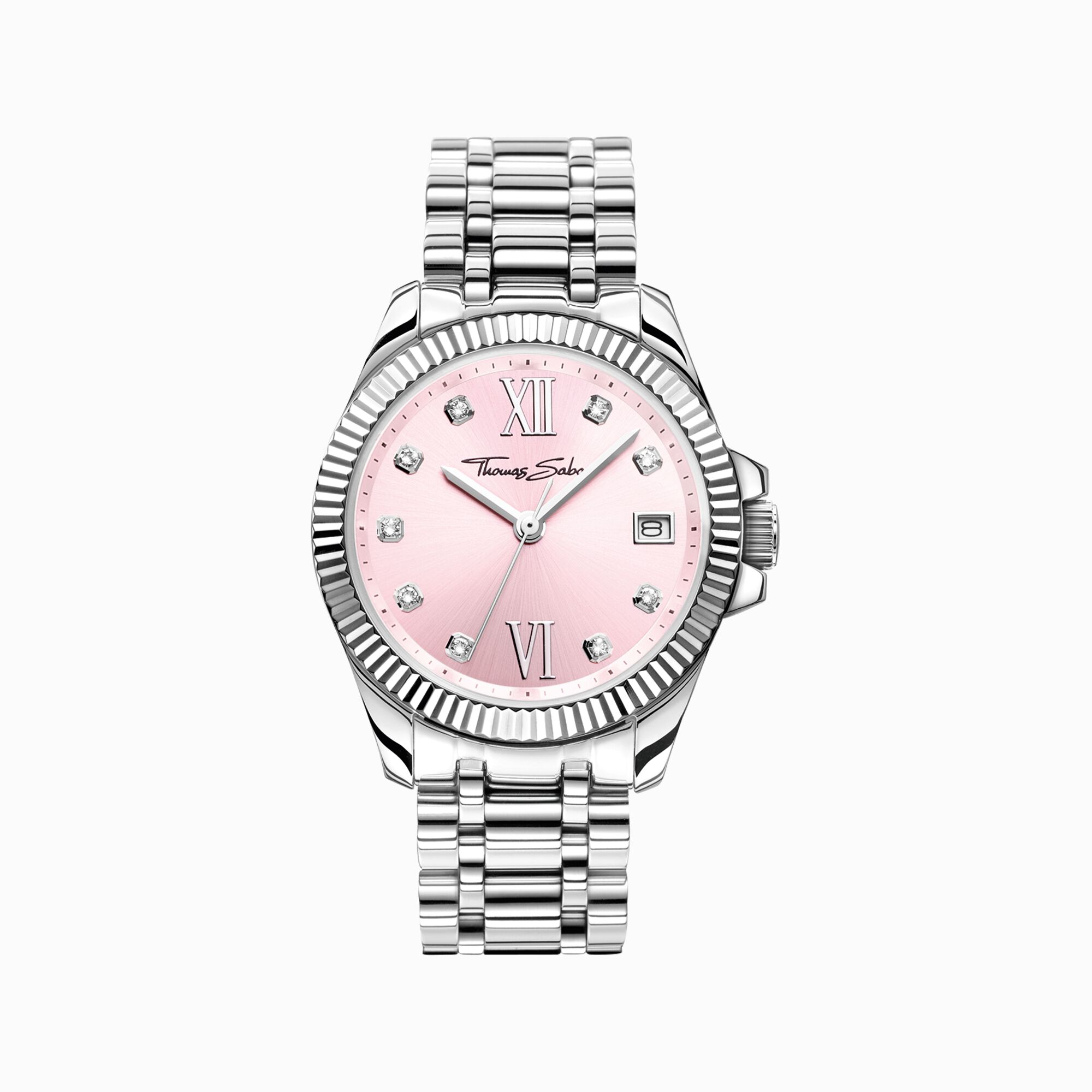 Watch for women Divine Pink with white stones silver-coloured from the  collection in the THOMAS SABO online store